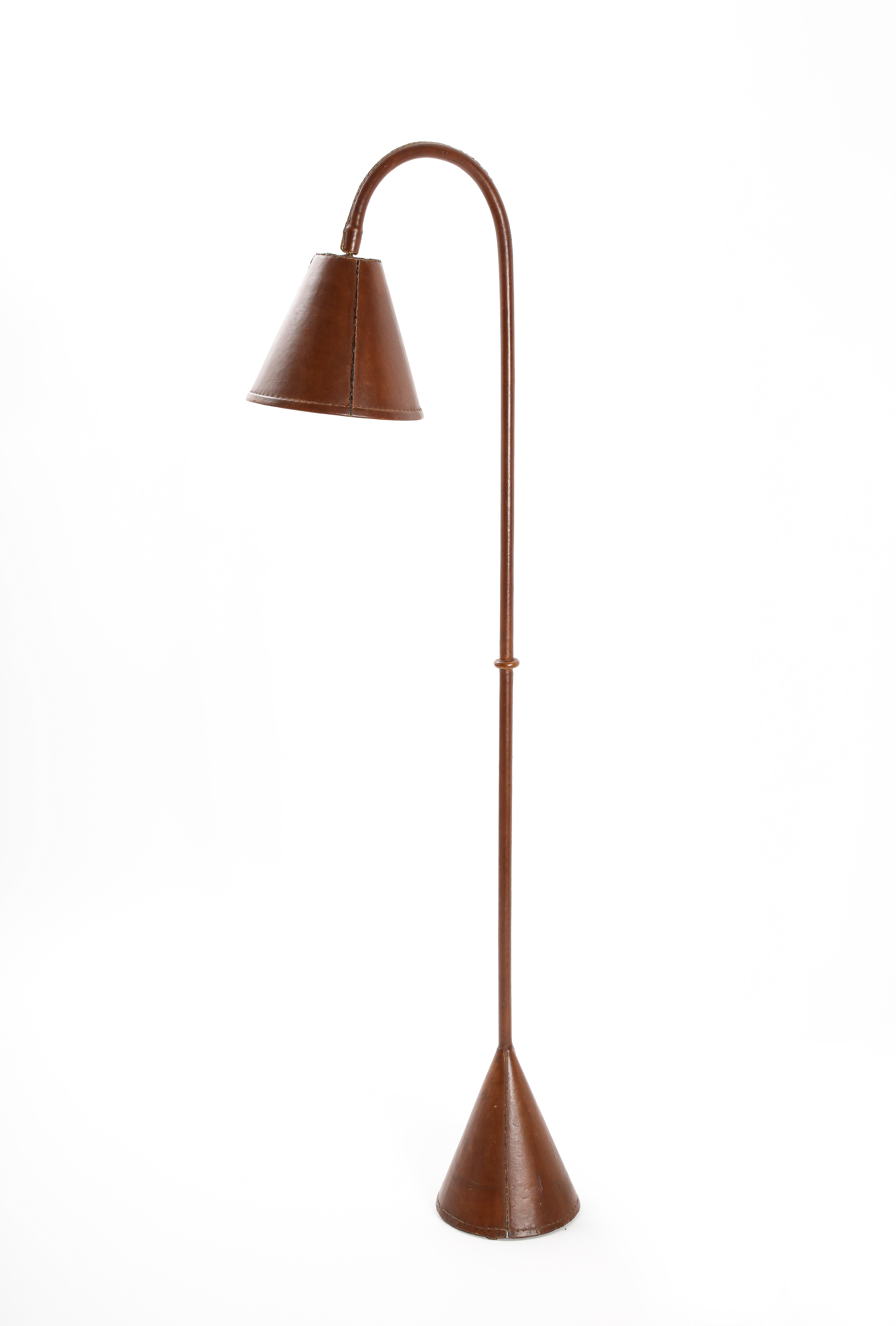 Jacques Adnet Dual Cone Floor Lamp, France, 1950's 2