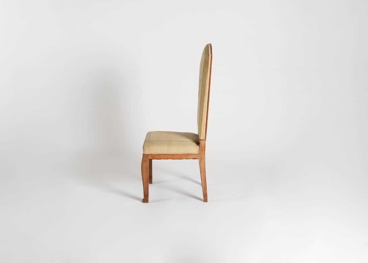Limed Jacques Adnet, Eight Fine and Rare Side Chairs, France, C. 1938-1940