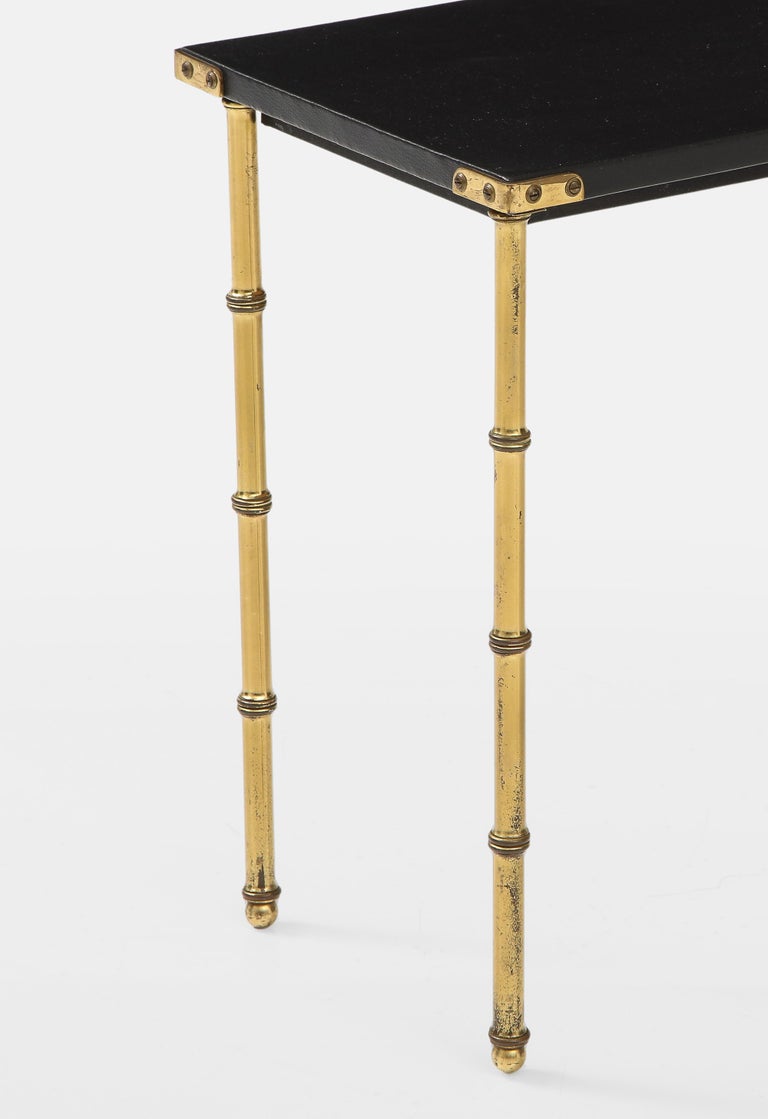 Jacques Adnet Faux Bamboo Side Table, France, 1950s In Good Condition For Sale In New York, NY