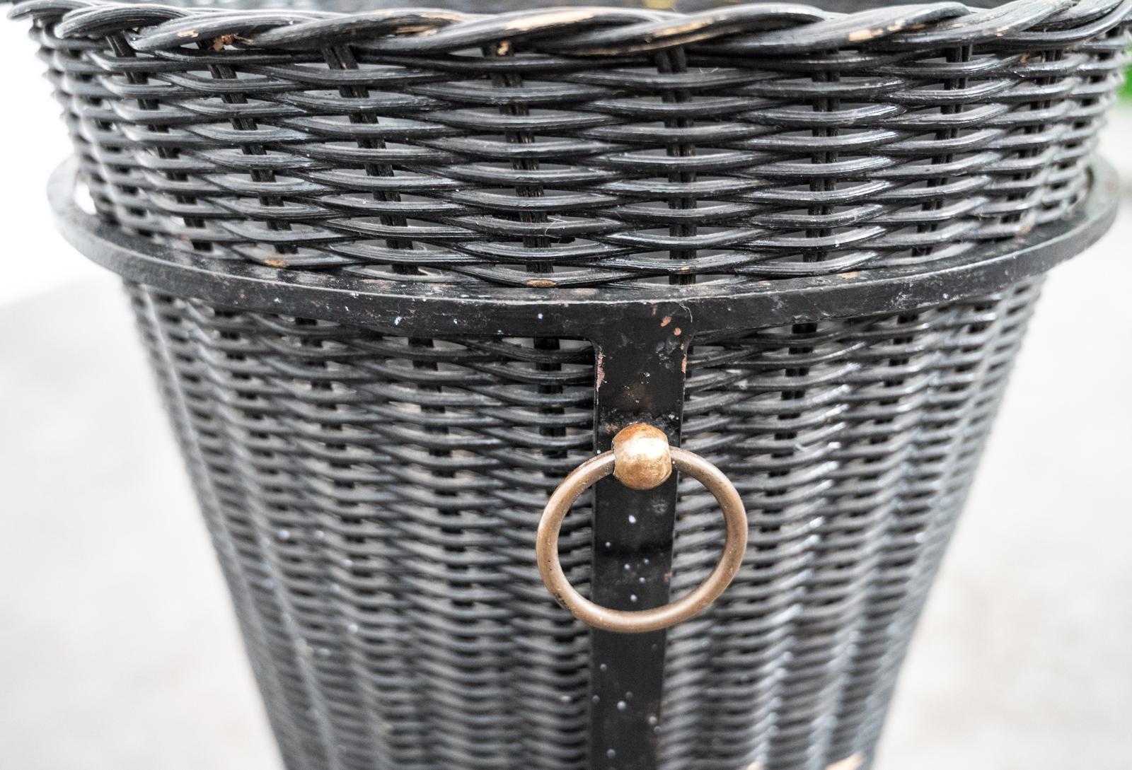 Jacques Adnet Faux Bamboo Wastepaper Basket In Good Condition For Sale In Henley-on Thames, Oxfordshire