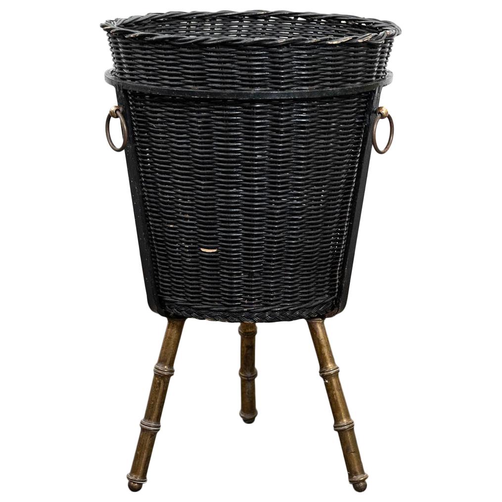 Jacques Adnet Faux Bamboo Wastepaper Basket For Sale