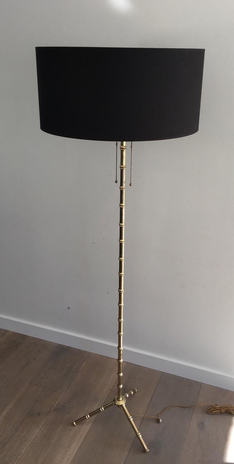 Jacques Adnet Faux-Bamboo Bronze and Brass Floor Lamp, French, circa 1940 For Sale 6