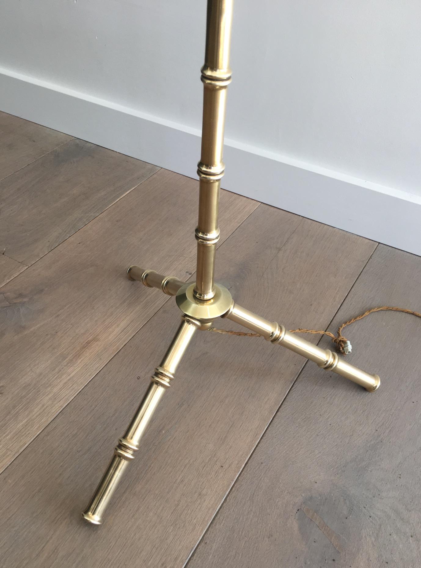 Lampada da terra in finto bambù e ottone di Jacques Adnet, Francia, circa 1940 in vendita 9