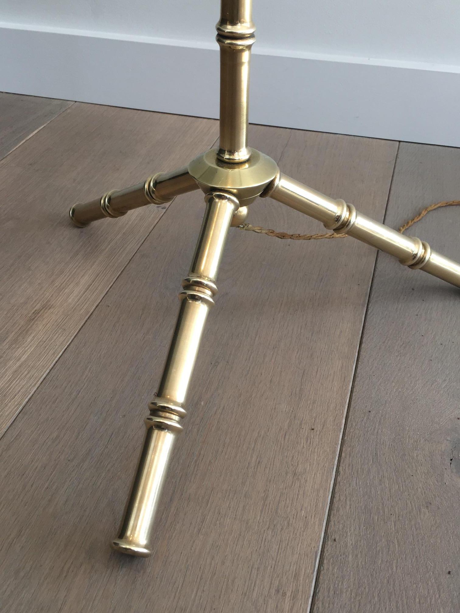 Lampada da terra in finto bambù e ottone di Jacques Adnet, Francia, circa 1940 in vendita 10