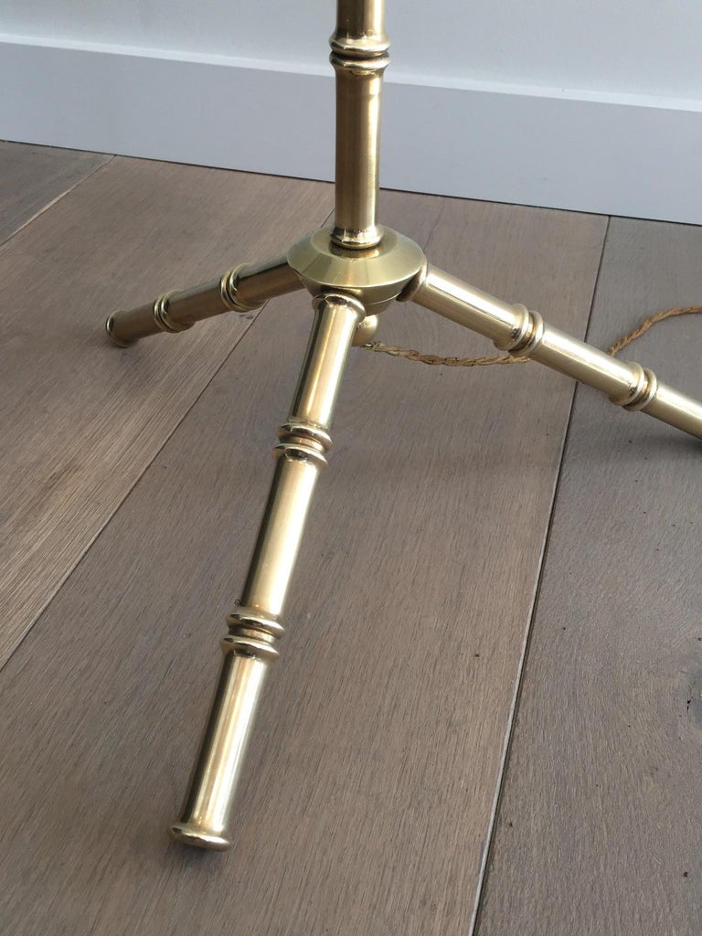 Jacques Adnet Faux-Bamboo Bronze and Brass Floor Lamp, French, circa 1940 For Sale 12
