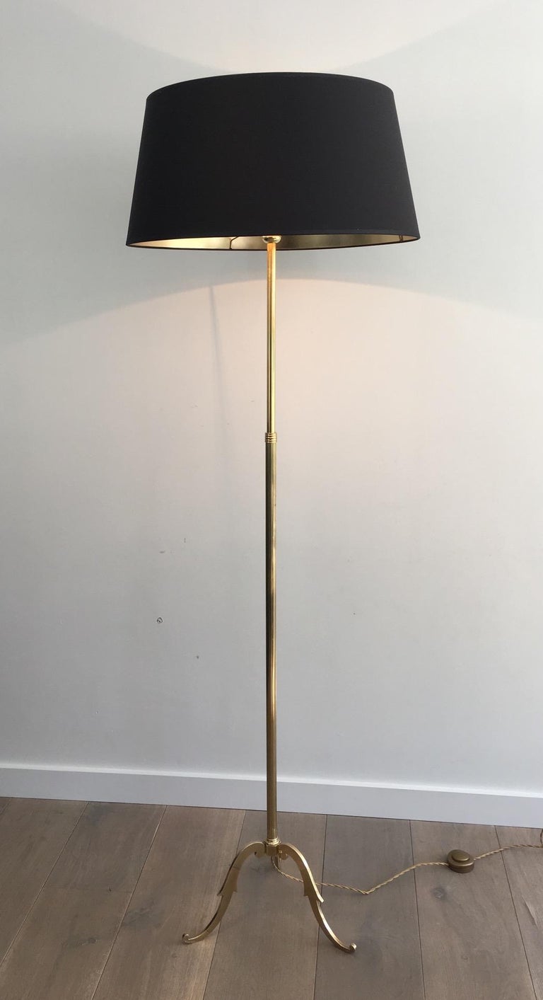 Jacques Adnet Faux-Bamboo Bronze and Brass Floor Lamp, French, circa 1940 For Sale 14