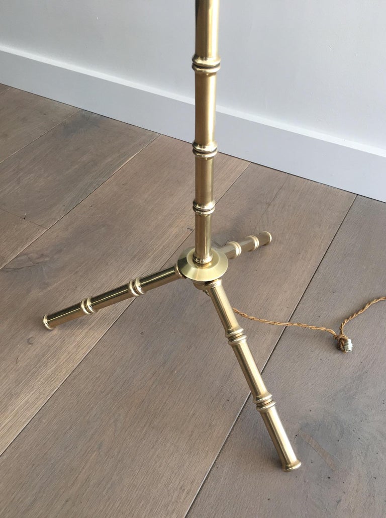 Jacques Adnet Faux-Bamboo Bronze and Brass Floor Lamp, French, circa 1940 In Good Condition For Sale In Marcq-en-Barœul, Hauts-de-France