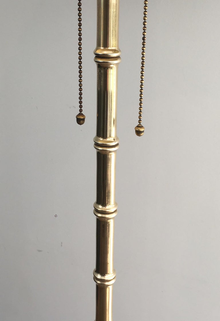 Jacques Adnet Faux-Bamboo Bronze and Brass Floor Lamp, French, circa 1940 For Sale 2