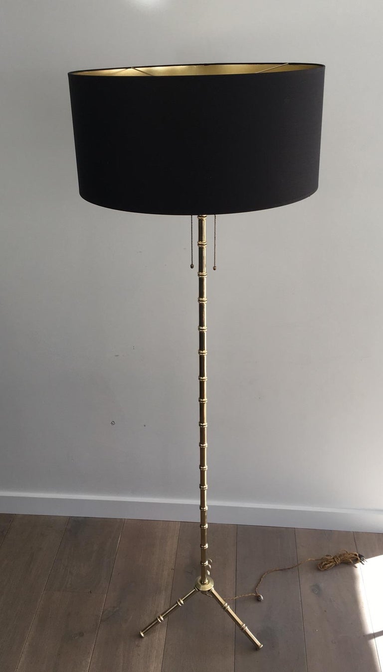 Jacques Adnet Faux-Bamboo Bronze and Brass Floor Lamp, French, circa 1940 For Sale 4
