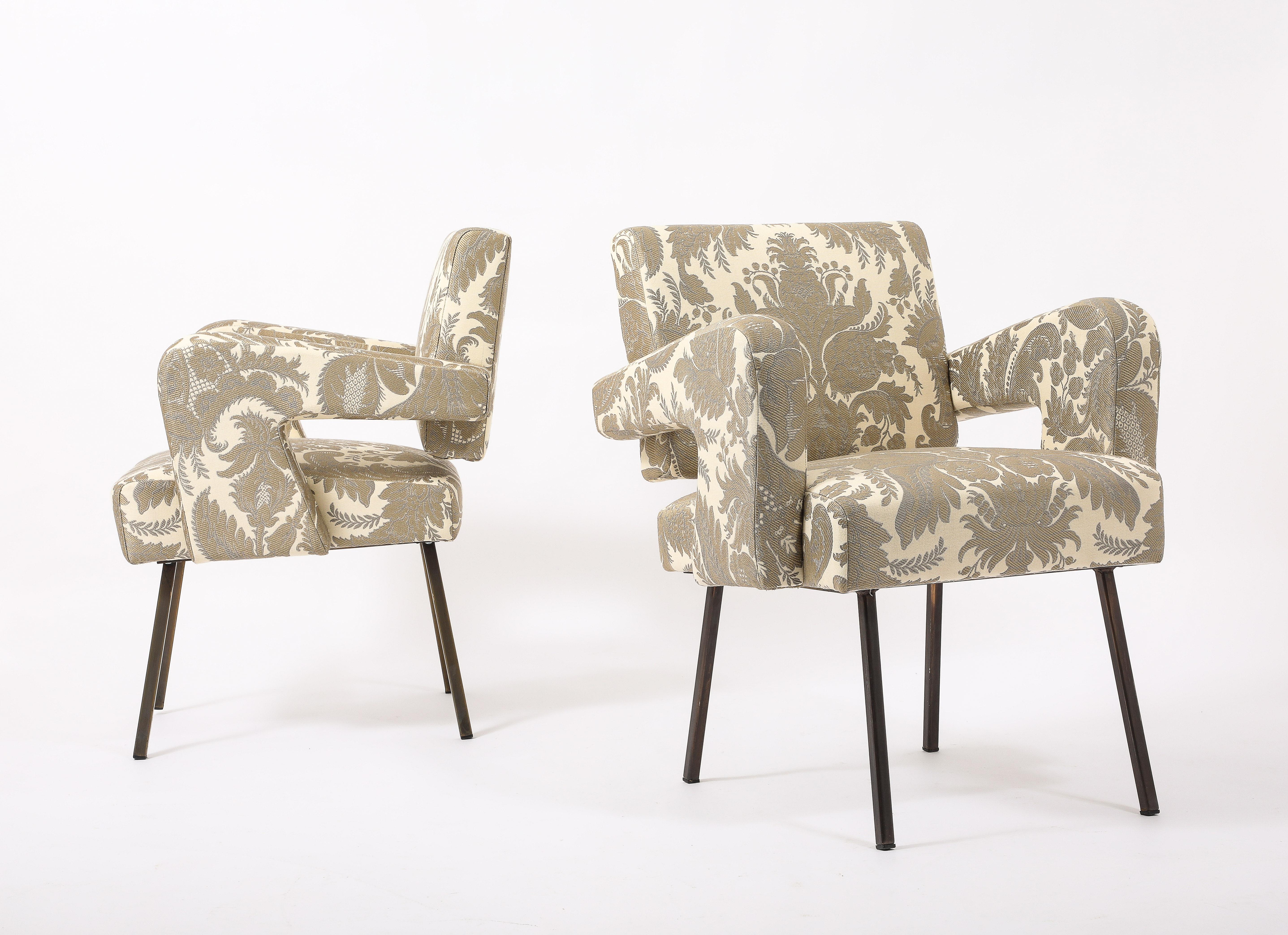 Jacques Adnet Floating Back Armchairs, France 1950's For Sale 3
