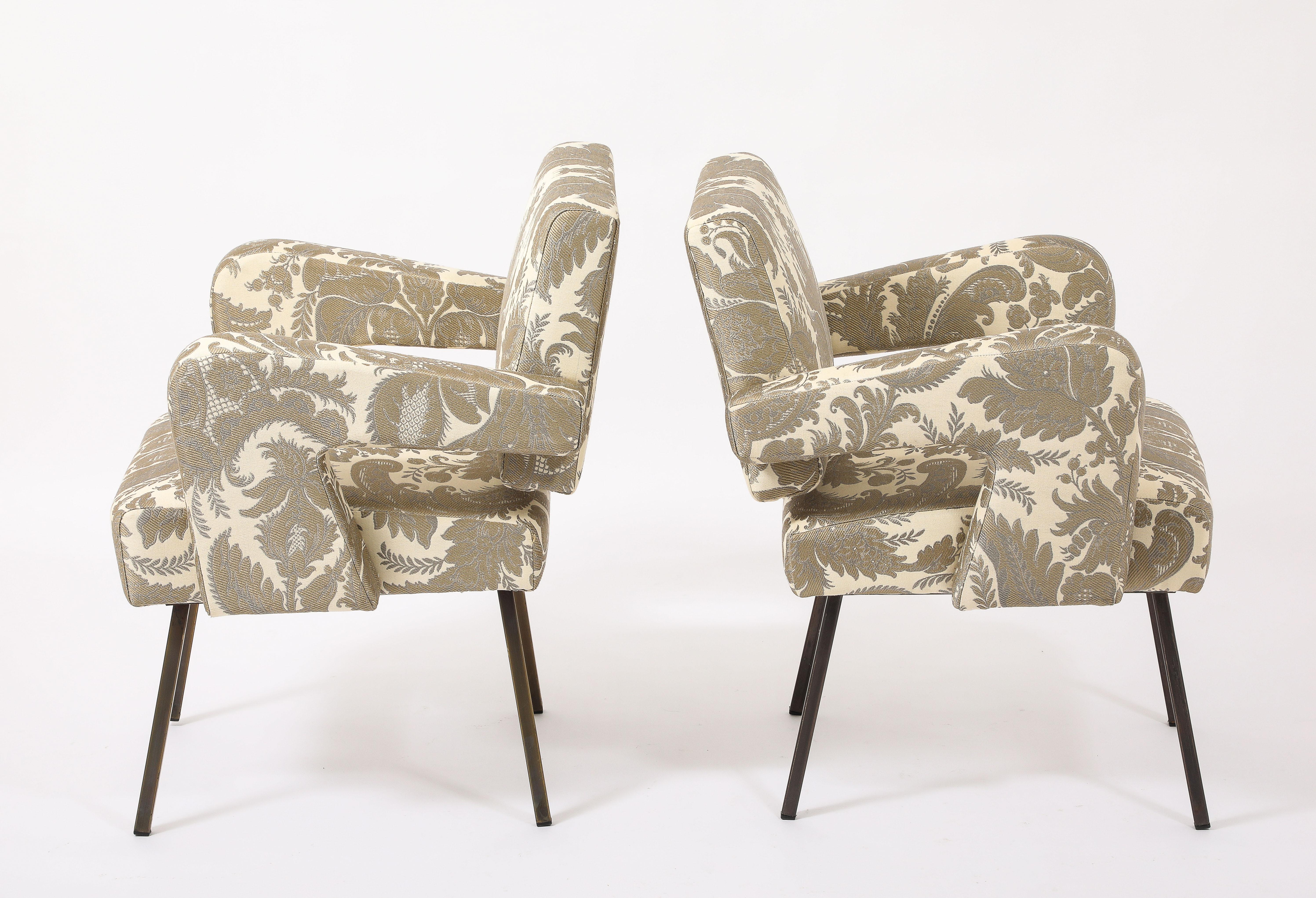 20th Century Jacques Adnet Floating Back Armchairs, France 1950's For Sale