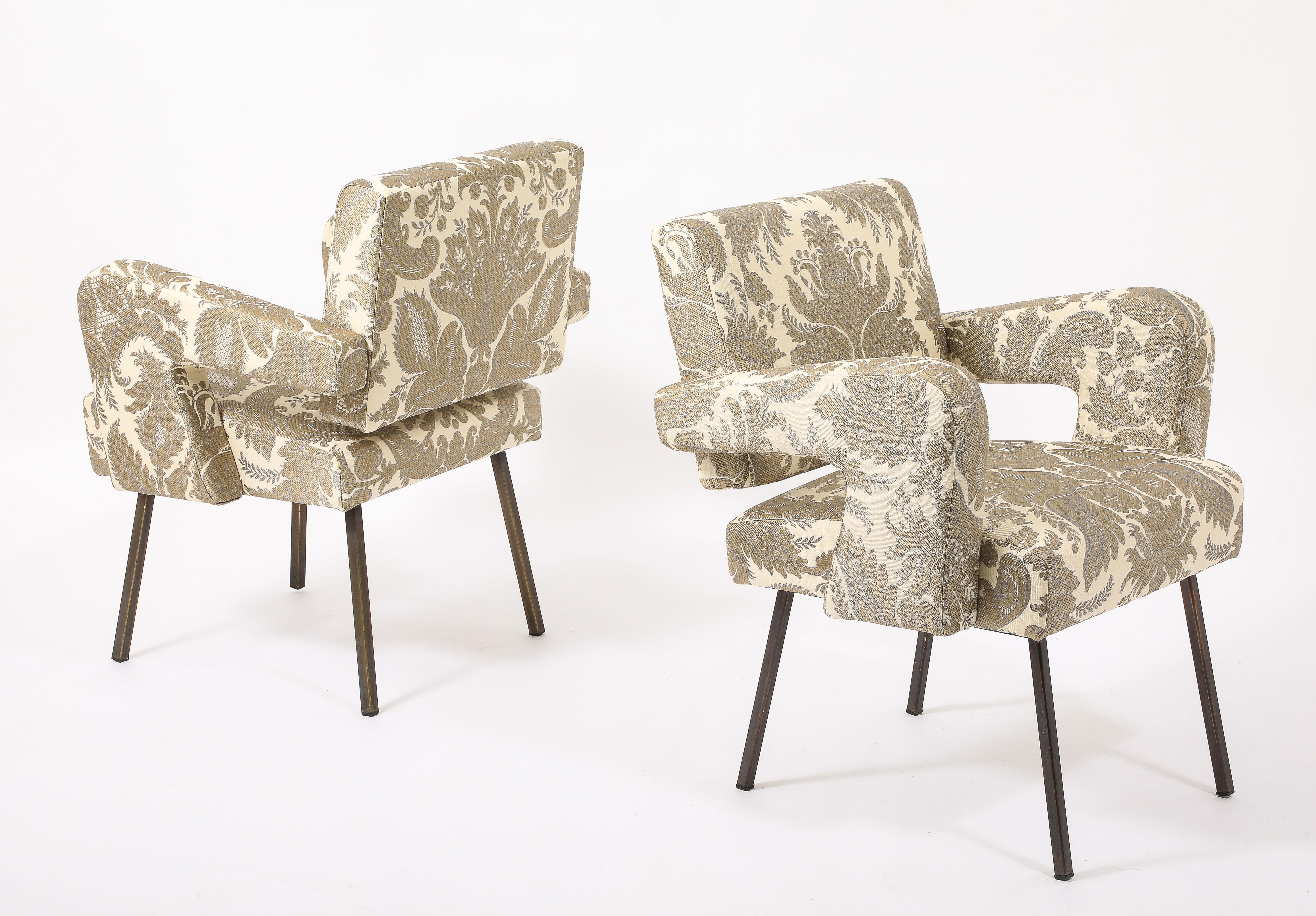 Jacques Adnet Floating Back Armchairs, France 1950's For Sale 1