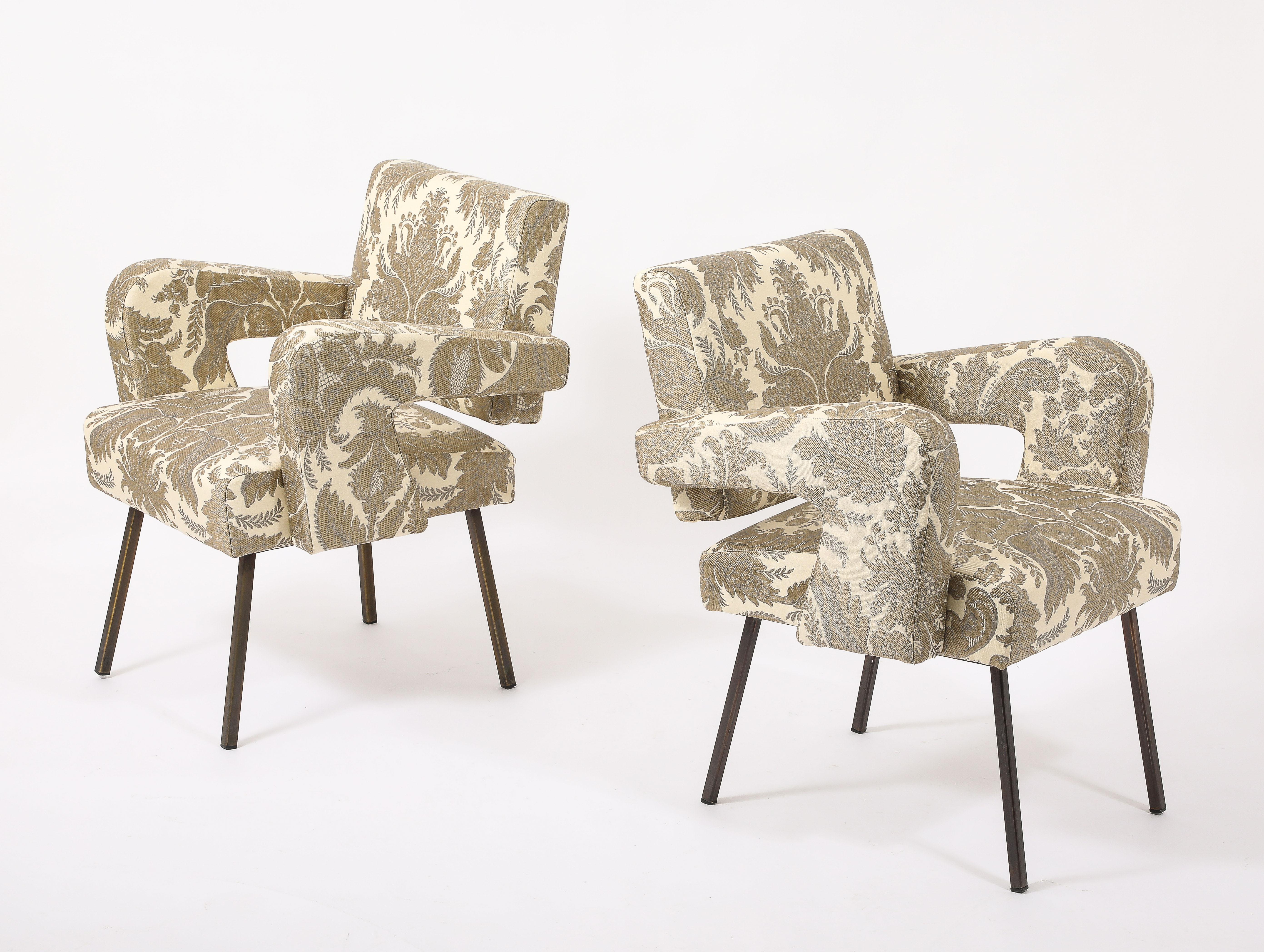 Jacques Adnet Floating Back Armchairs, France 1950's For Sale 2