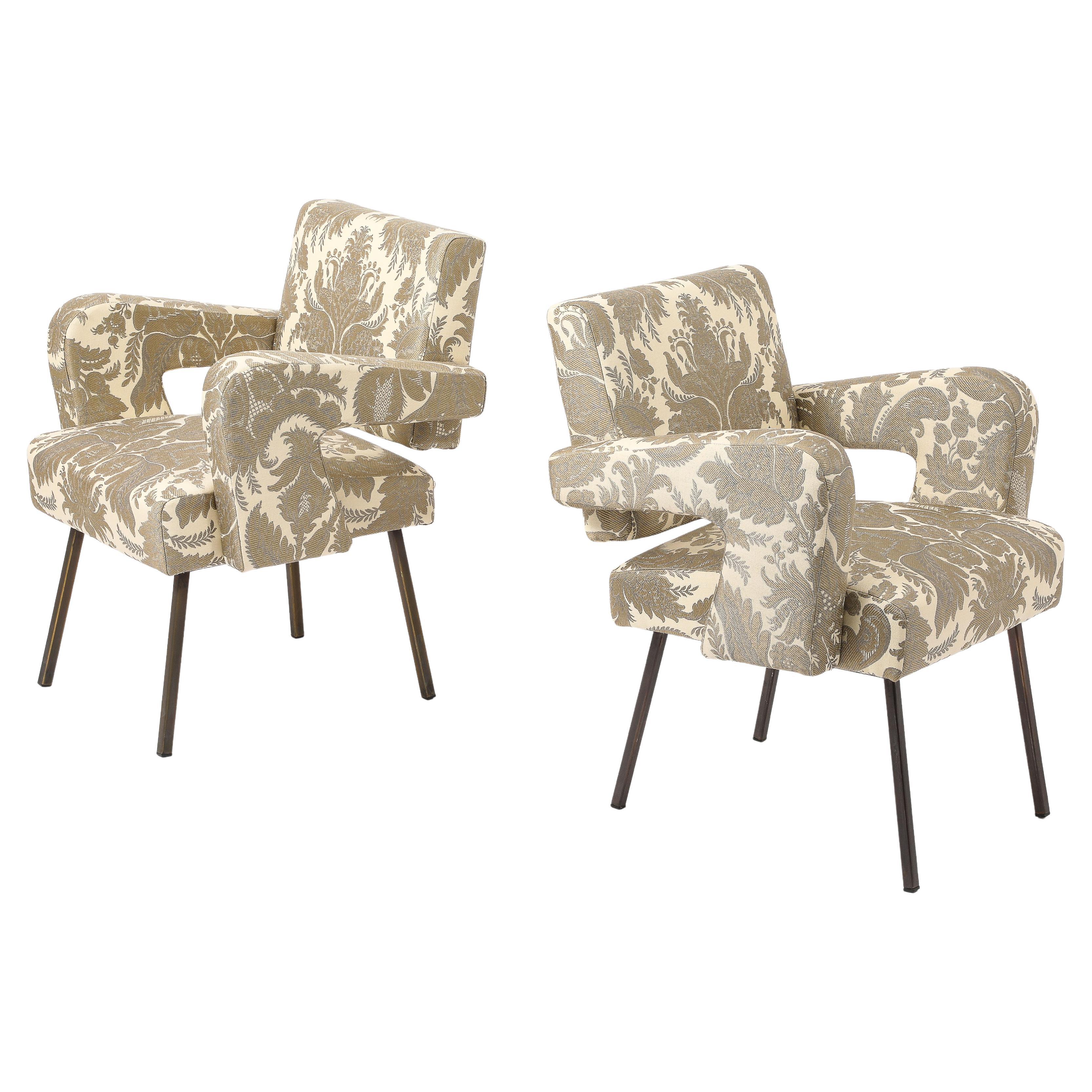 Jacques Adnet Floating Back Armchairs, France 1950's For Sale