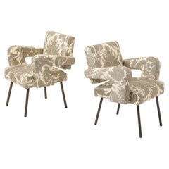 Jacques Adnet Floating Back Armchairs, France 1950's