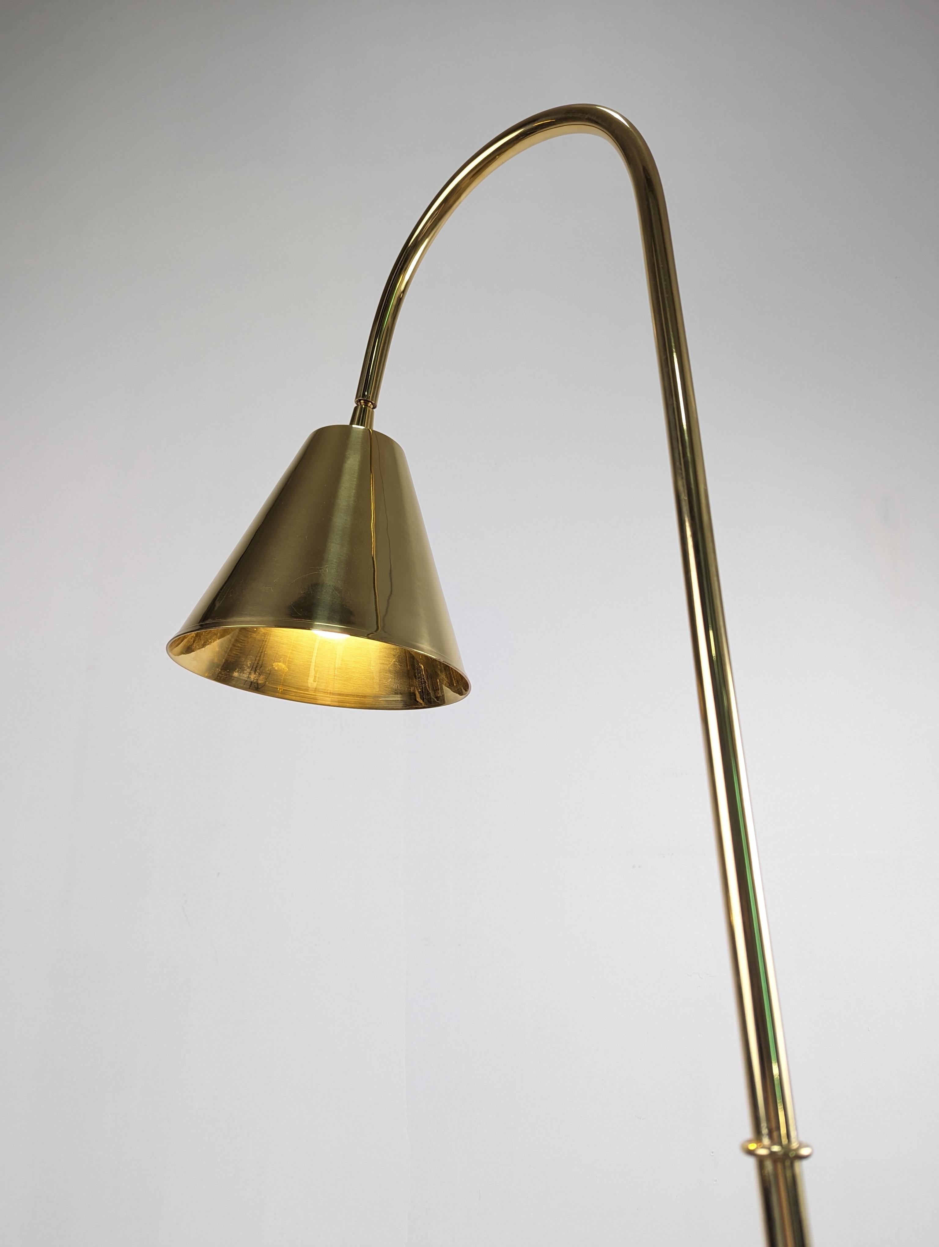 20th Century Jacques Adnet floor lamp by Valentí in brass For Sale