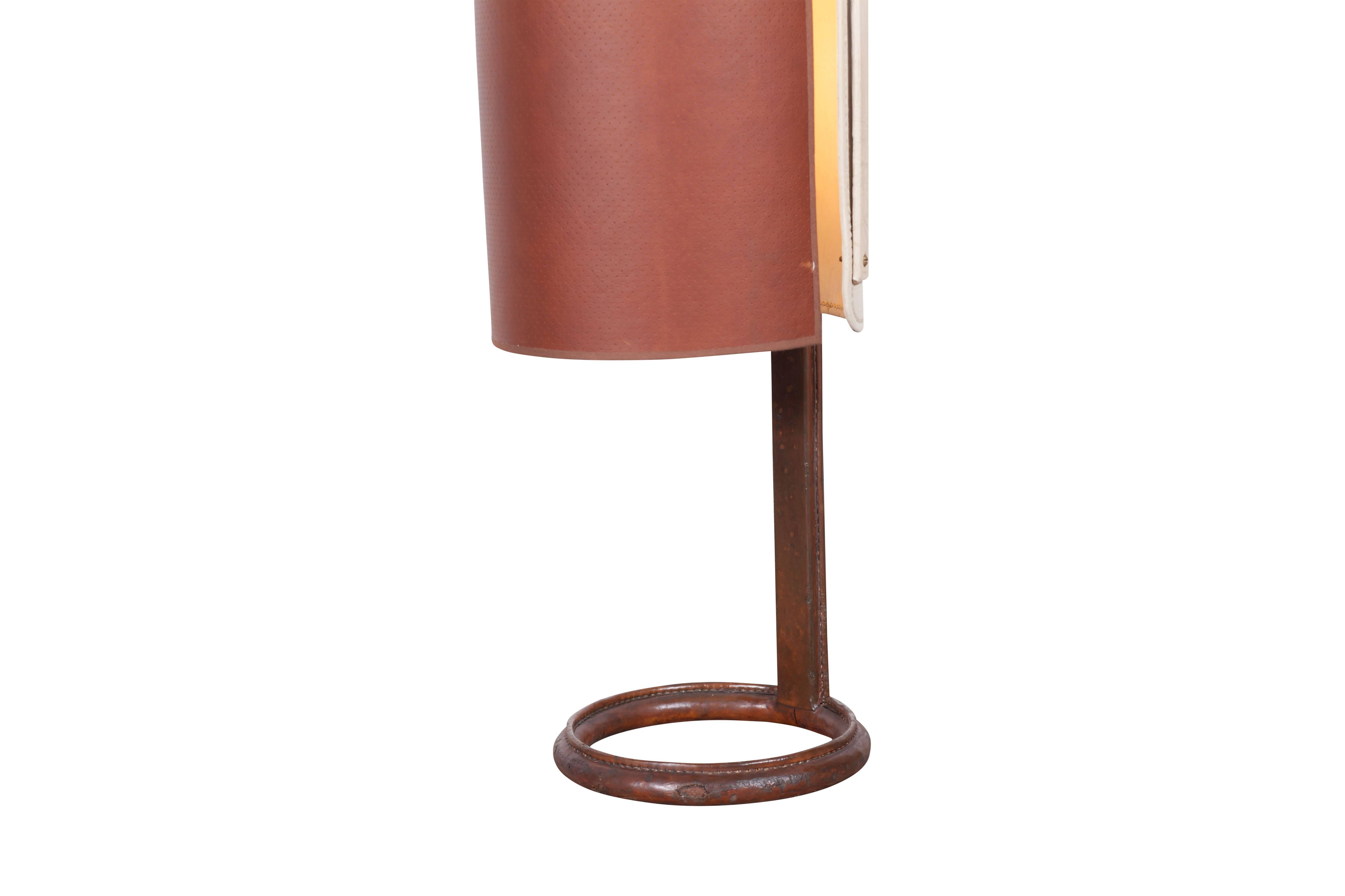 Jacques Adnet Leather Floor Lamp, France, 1950s In Good Condition In Antwerp, BE