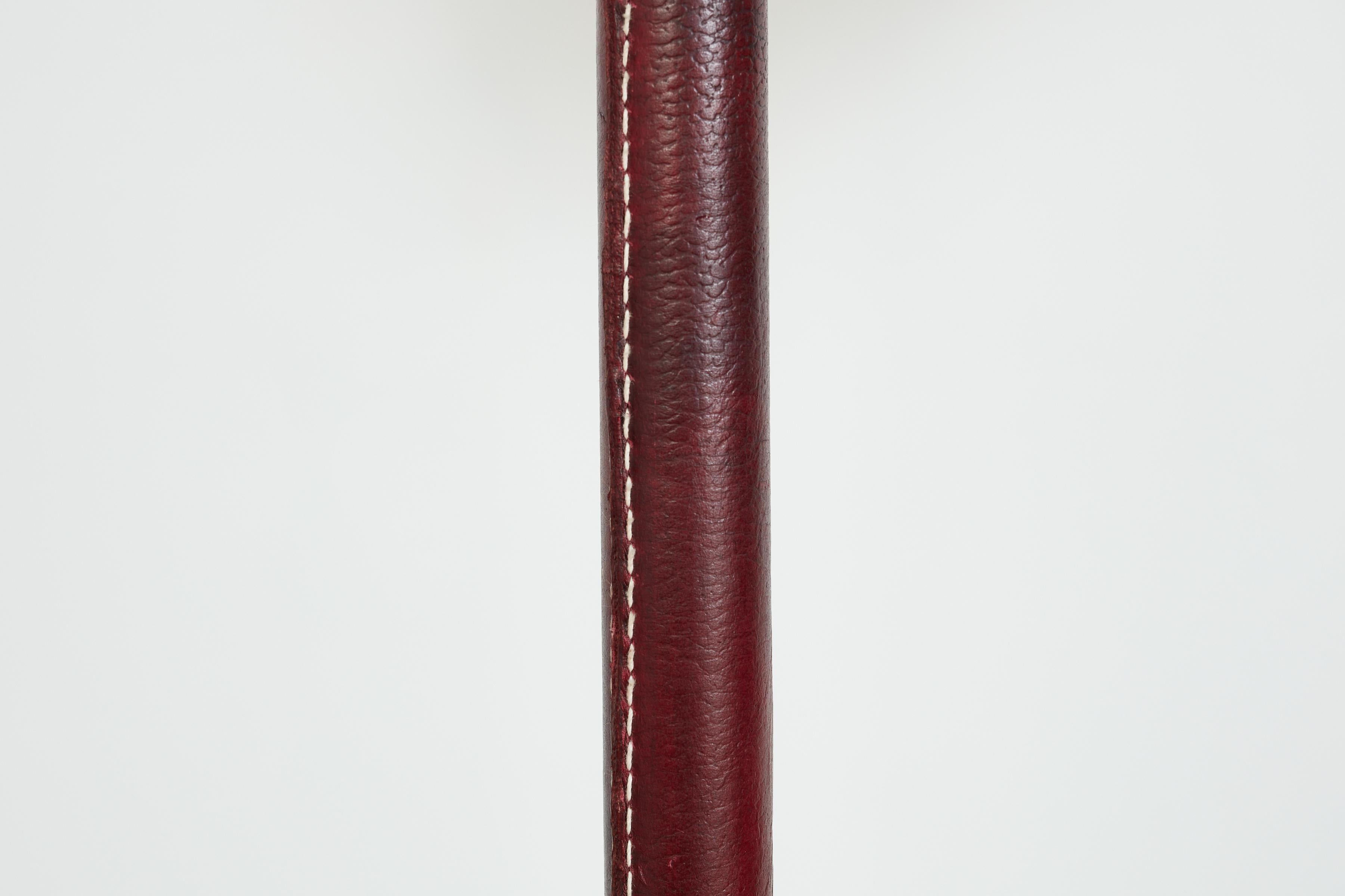 Jacques Adnet Floor Lamp in Burgandy Leather For Sale 11