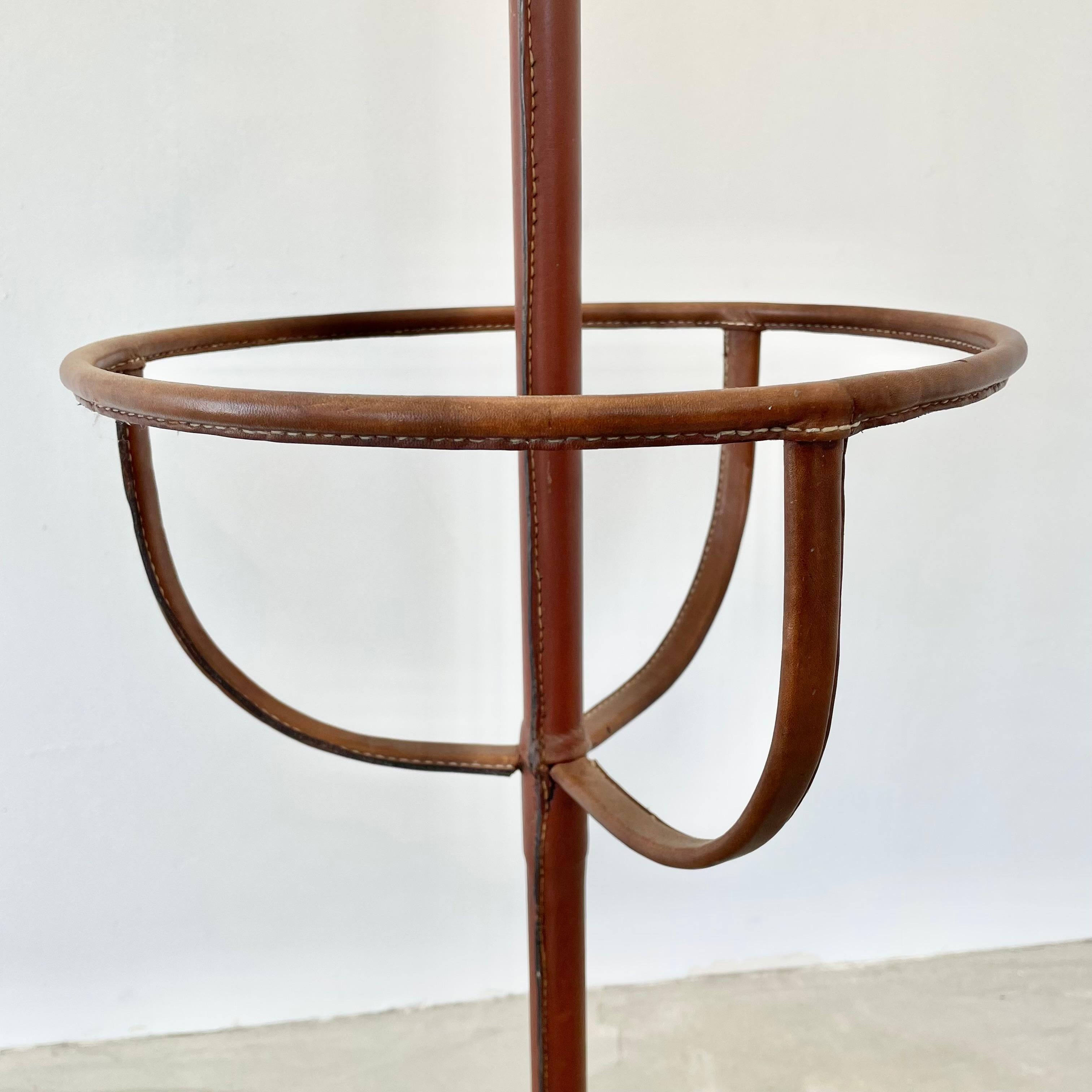 Mid-20th Century Jacques Adnet Floor Lamp in Saddle Leather, 1950s France For Sale
