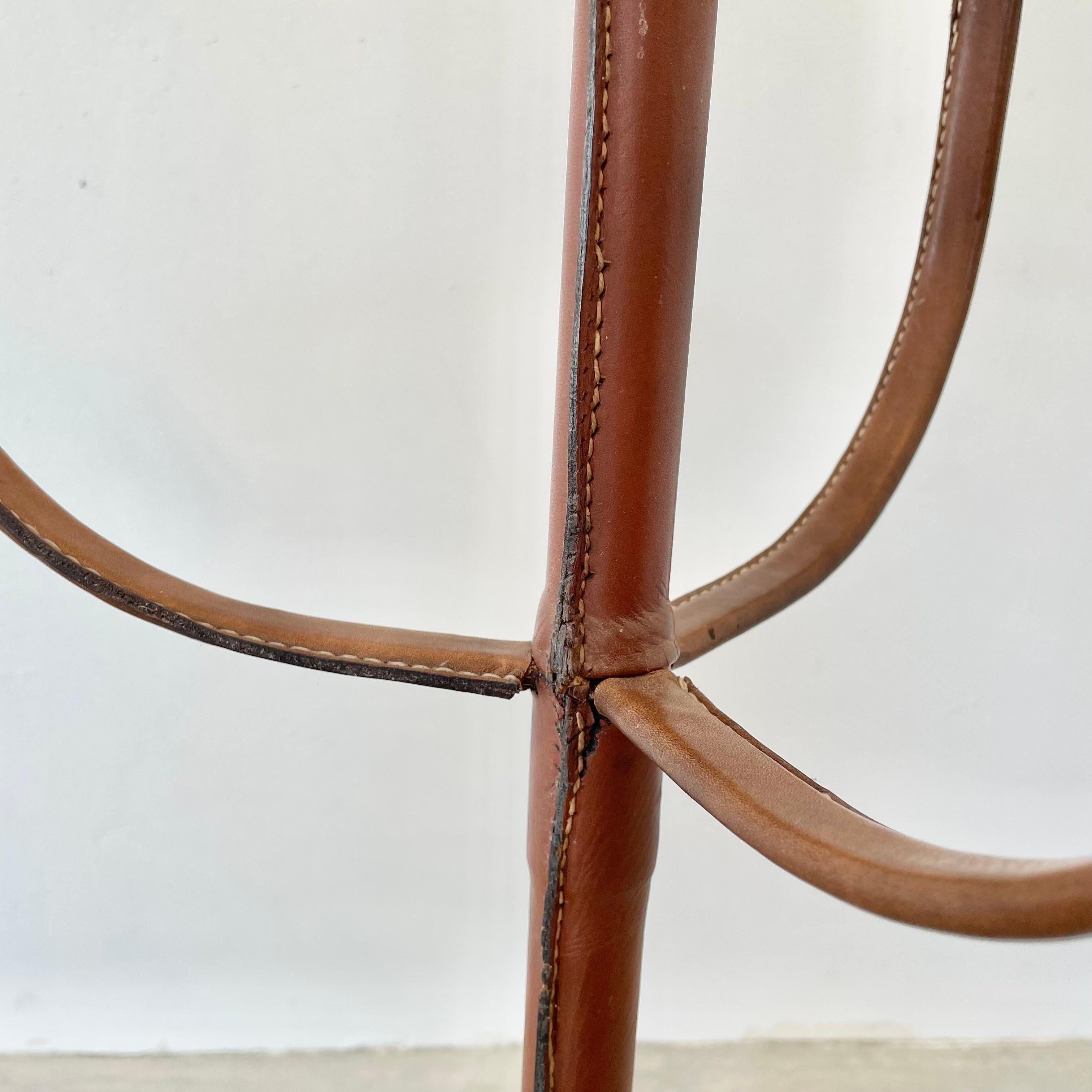 Metal Jacques Adnet Floor Lamp in Saddle Leather, 1950s France For Sale