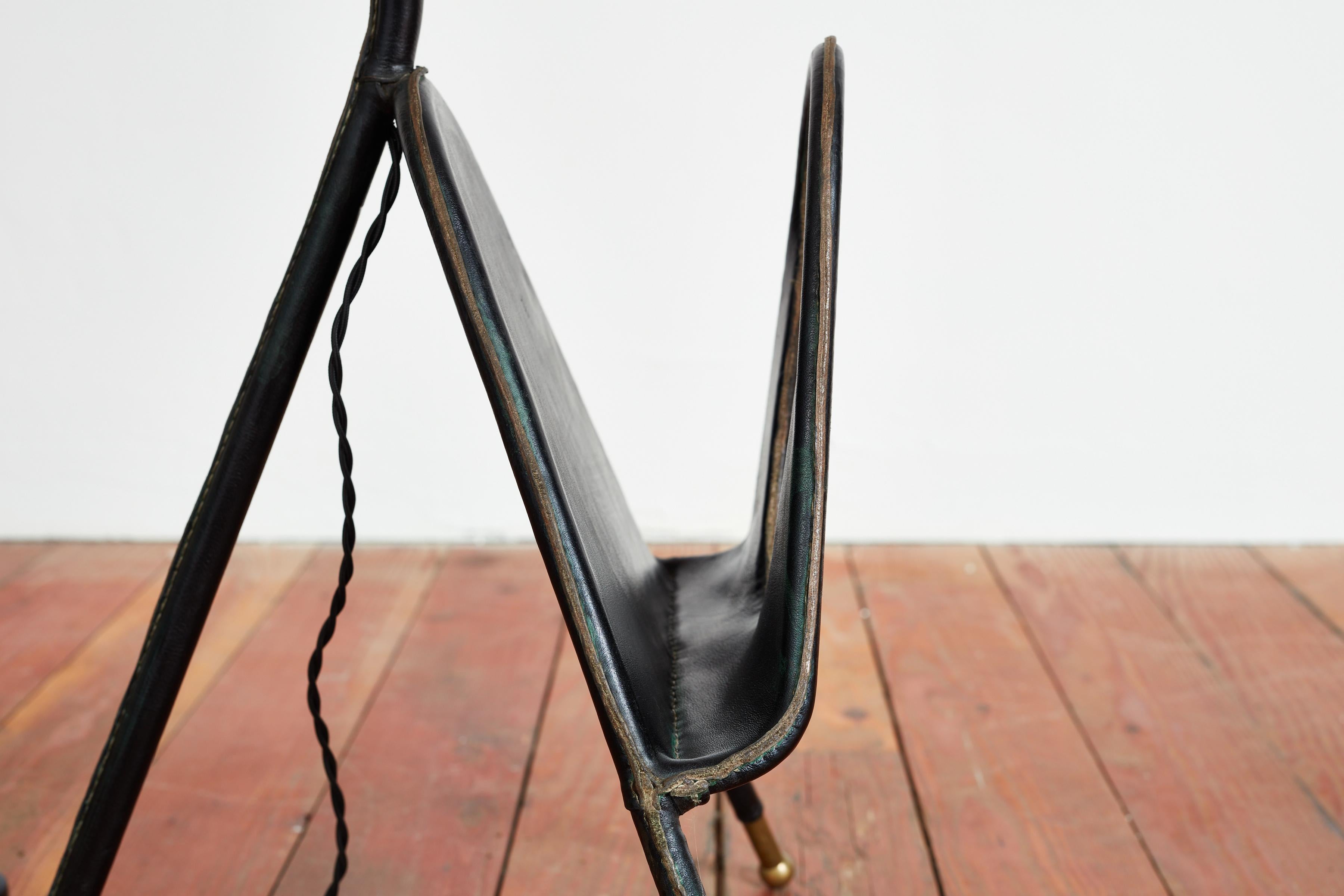 Jacques Adnet Floor Lamp w/ Magazine Stand In Good Condition In Beverly Hills, CA