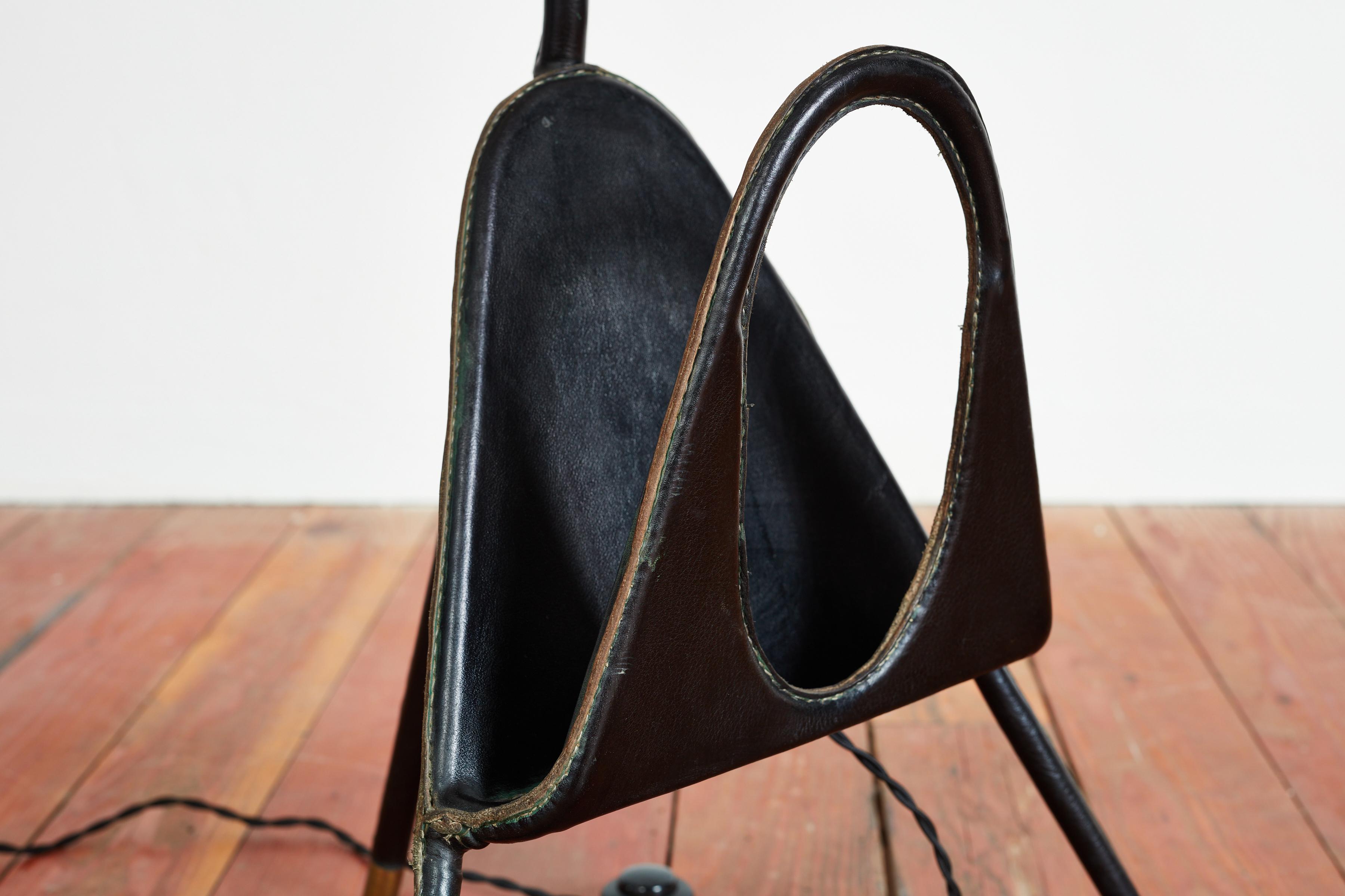 Mid-20th Century Jacques Adnet Floor Lamp w/ Magazine Stand