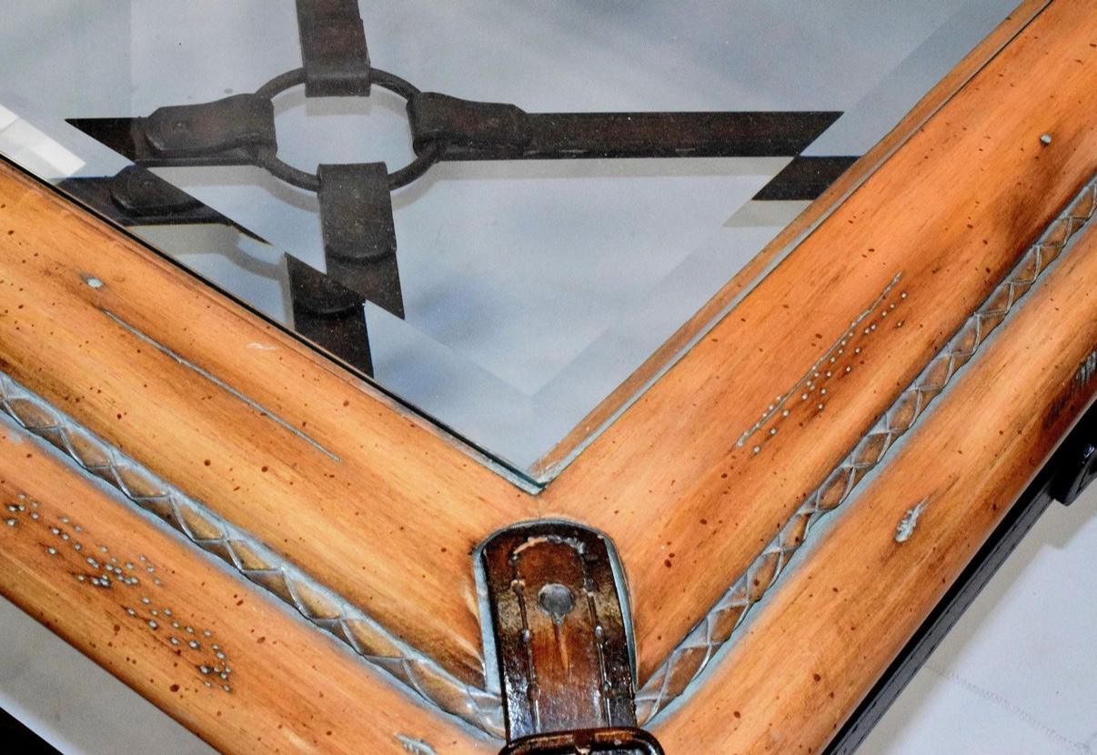 Jacques Adnet pour Hermes Table basse en fer à motif de sangle équestre en vente 8
