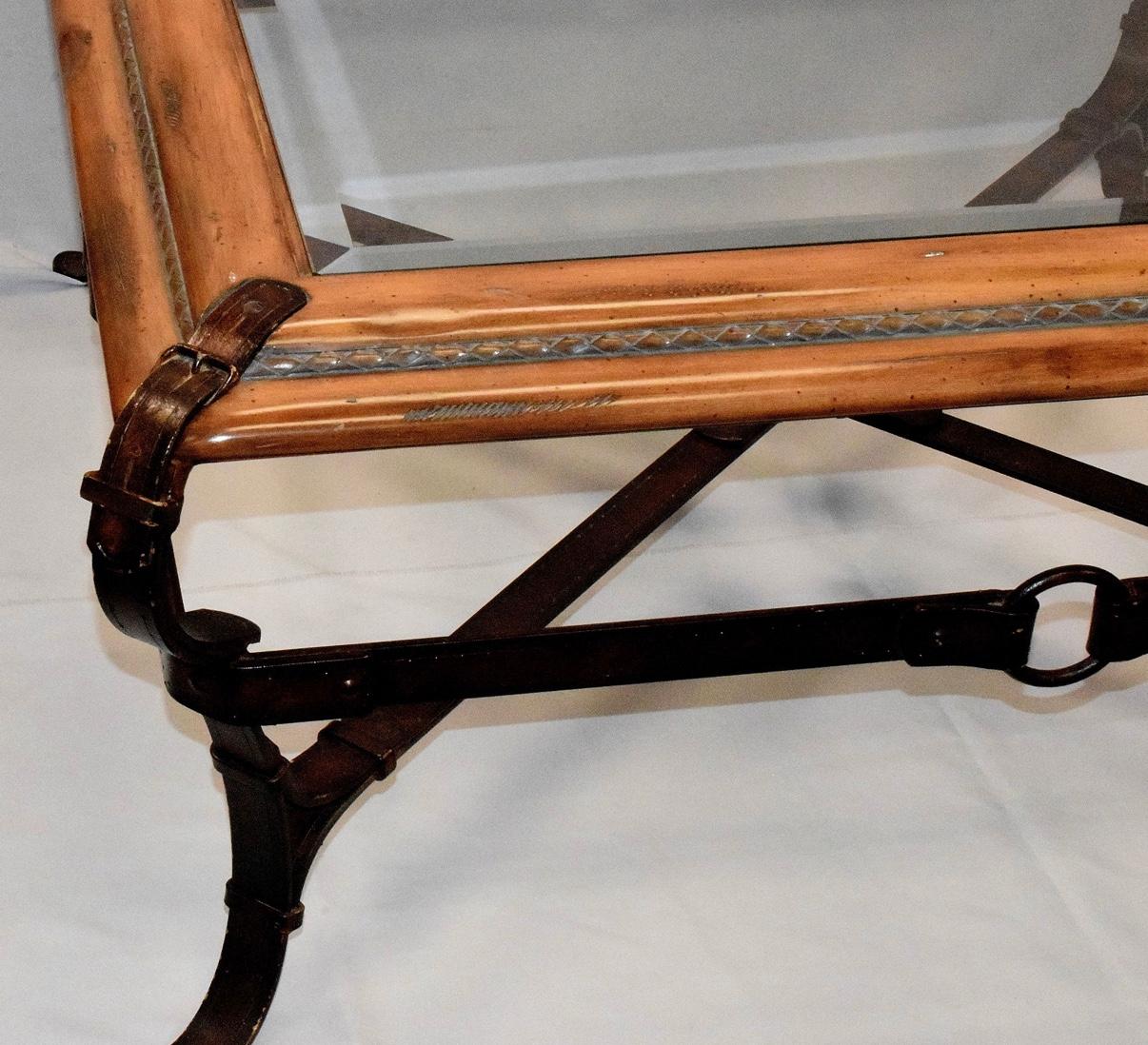 Jacques Adnet pour Hermes Table basse en fer à motif de sangle équestre en vente 2