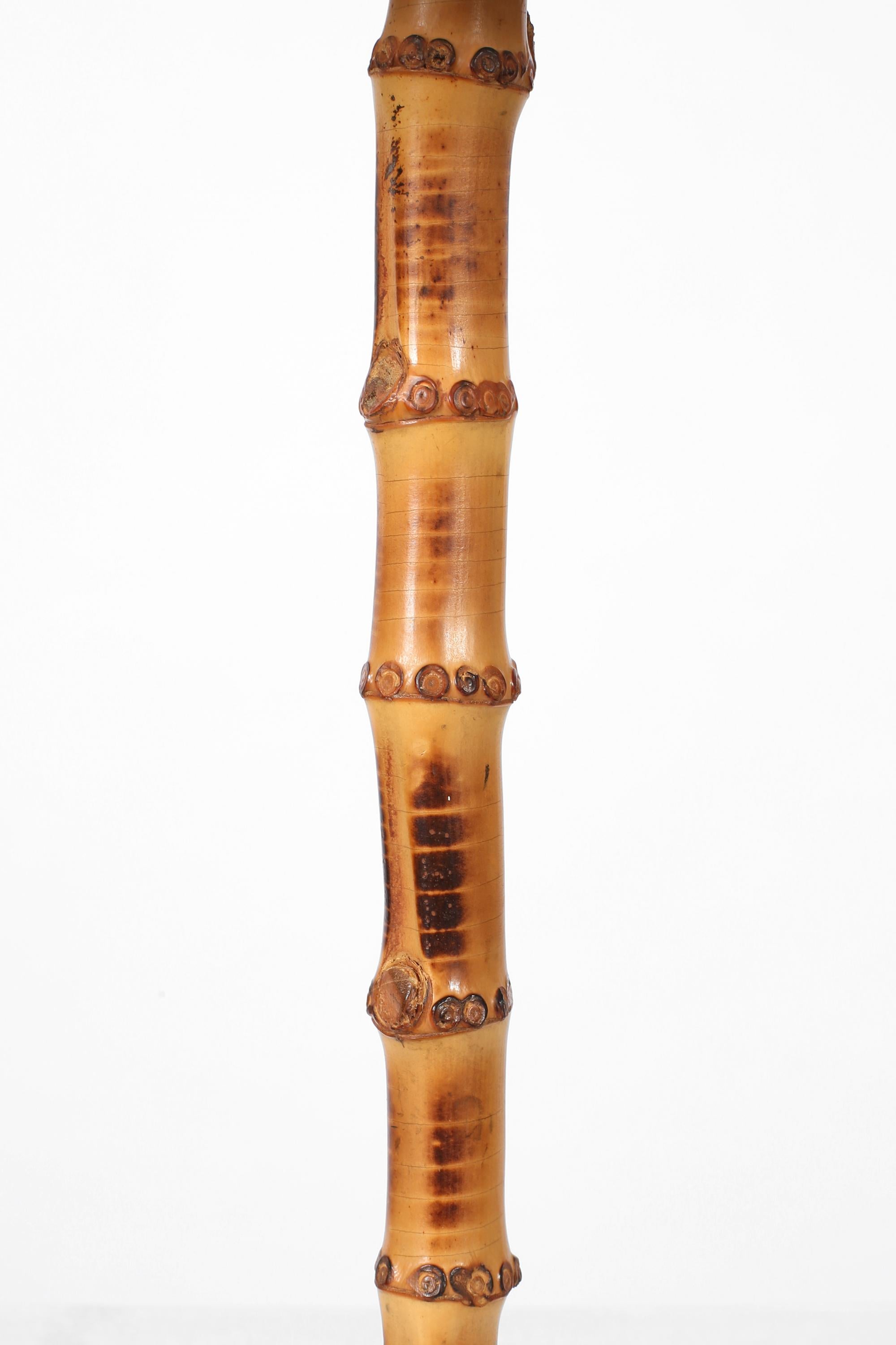 Jacques Adnet French 1950s Bamboo & Leather Table Lamp 3