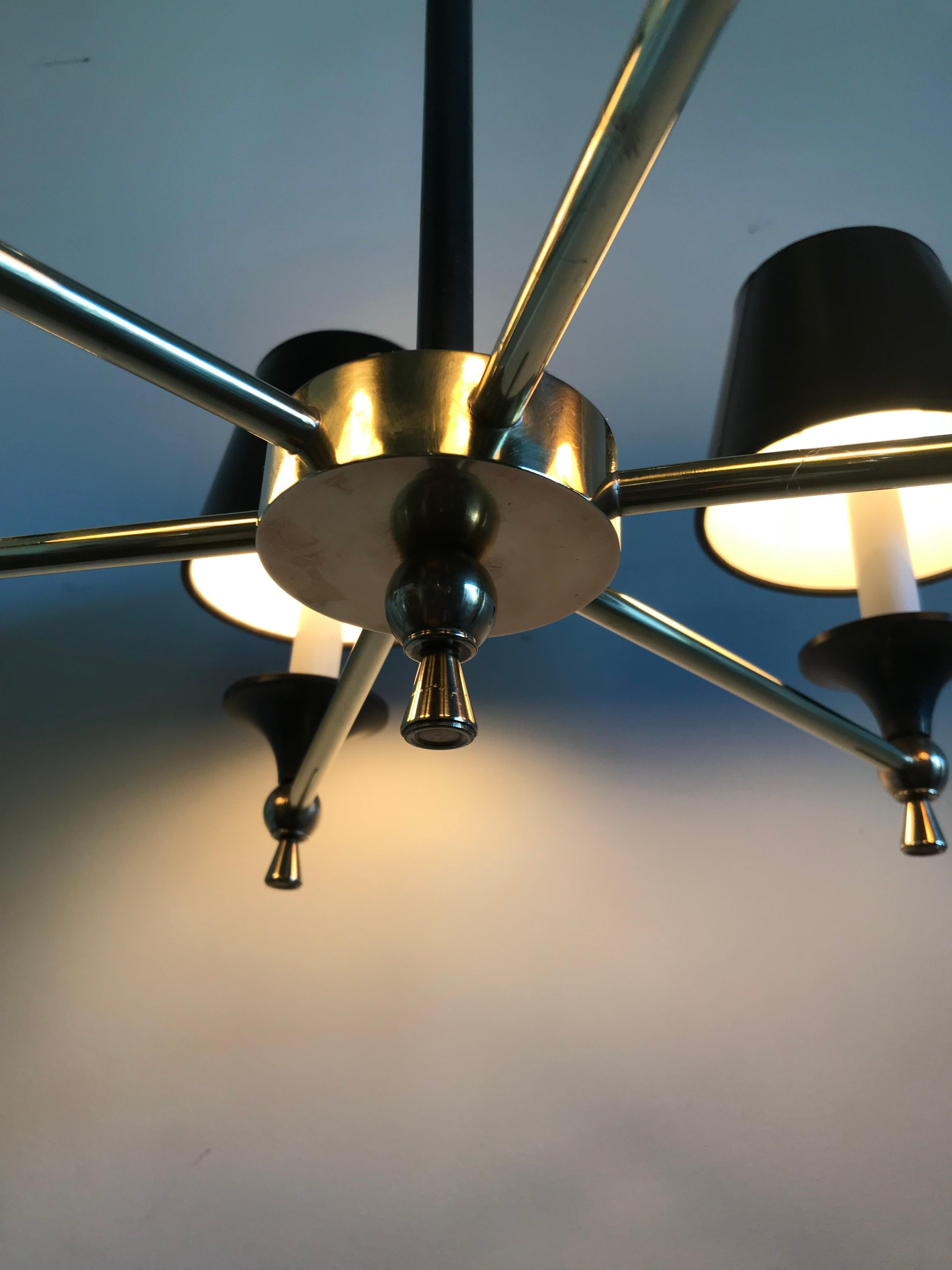 20th Century Jacques Adnet French 6-Light Chandelier