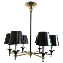 Jacques Adnet French 6-Light Chandelier