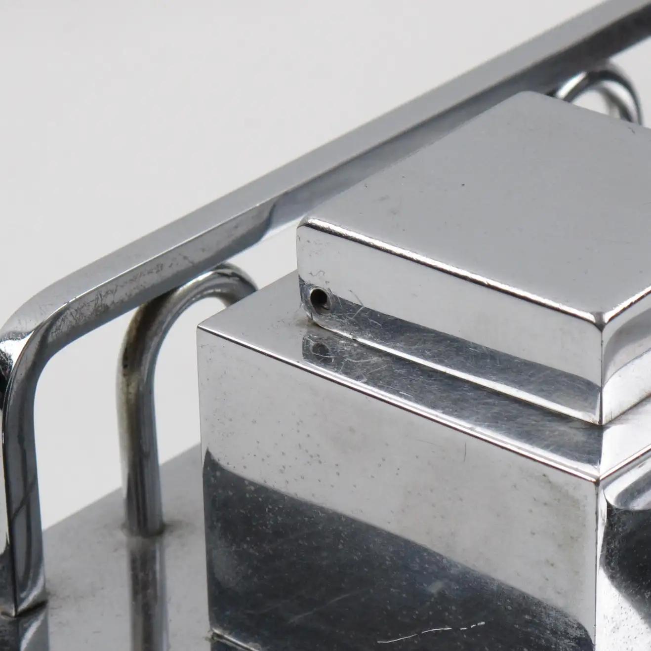 Jacques Adnet Art Deco Chrome Double Inkwell, France 1930s For Sale 2