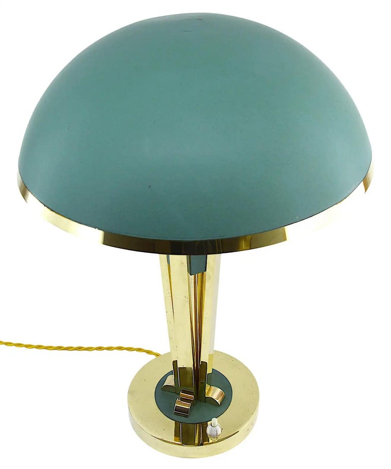 Brass Jacques Adnet French Art Deco Desk or Table Lamp, circa 1940 For Sale