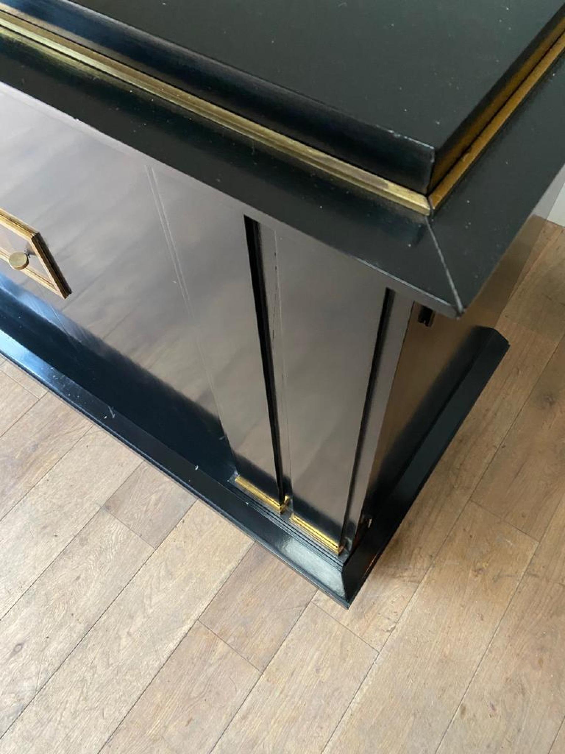 Jacques Adnet French Art Deco Ebonised Enfilade Sideboard with Gilt Bronze Mount 7