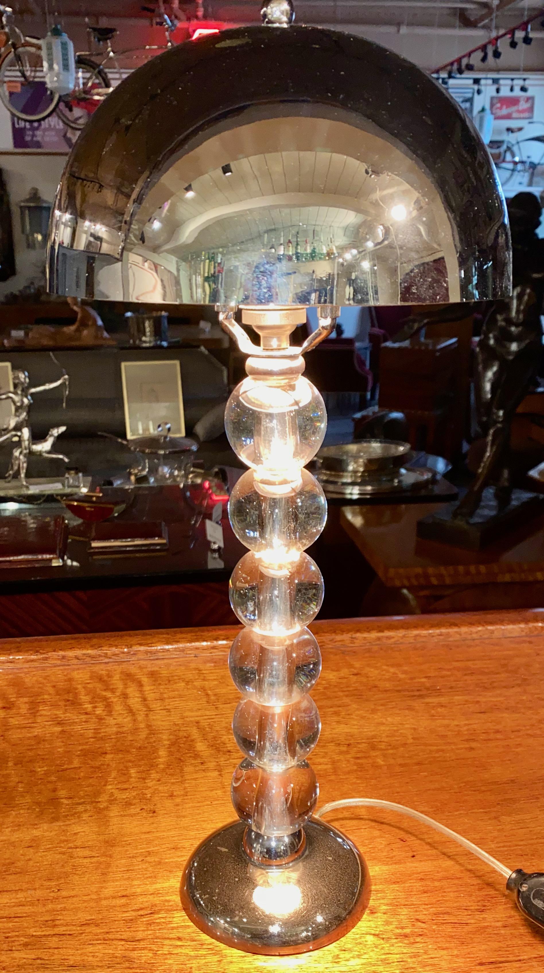 Jacques Adnet French Art Deco Machine Age Art Deco Lamp In Good Condition For Sale In Oakland, CA