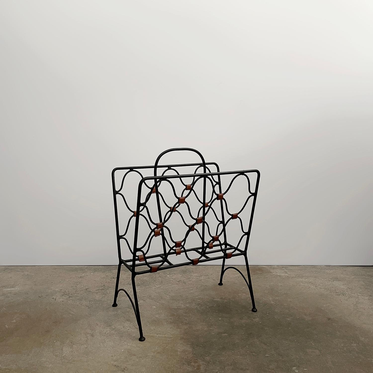 Jacques Adnet, portariviste francese in ferro e pelle in vendita 4