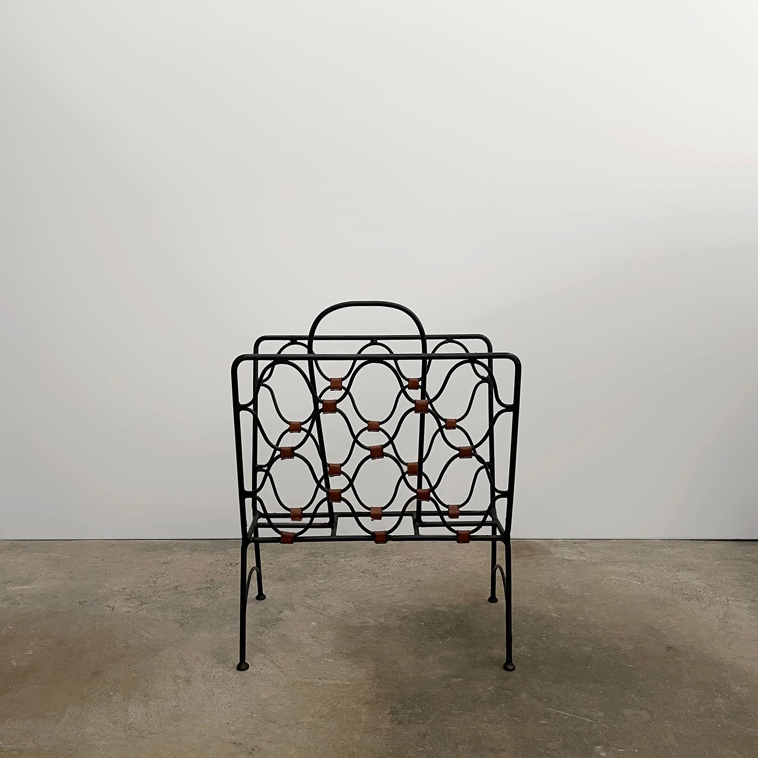 Jacques Adnet, portariviste francese in ferro e pelle in vendita 5