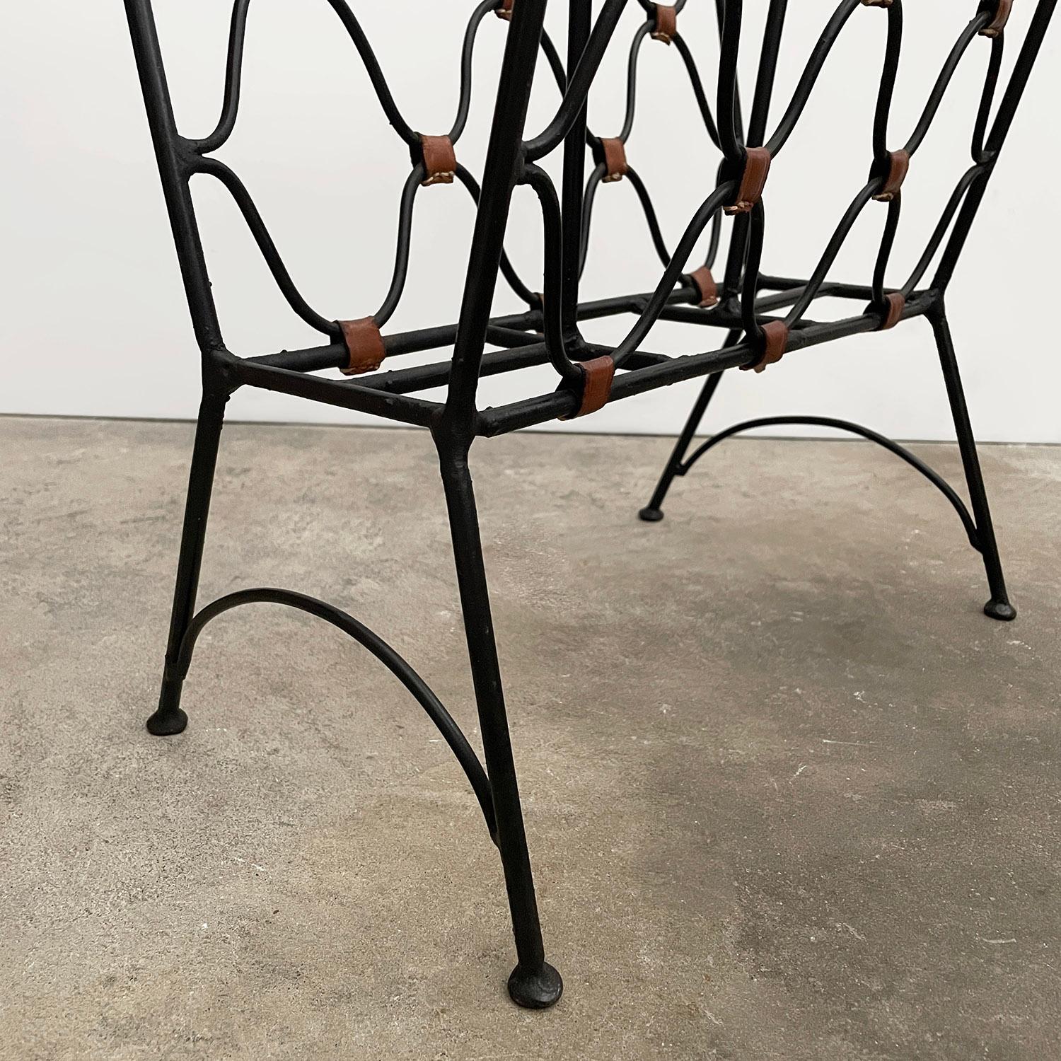 Jacques Adnet, portariviste francese in ferro e pelle in vendita 2