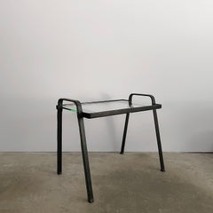 Jacques Adnet French Leather & Glass Side Table