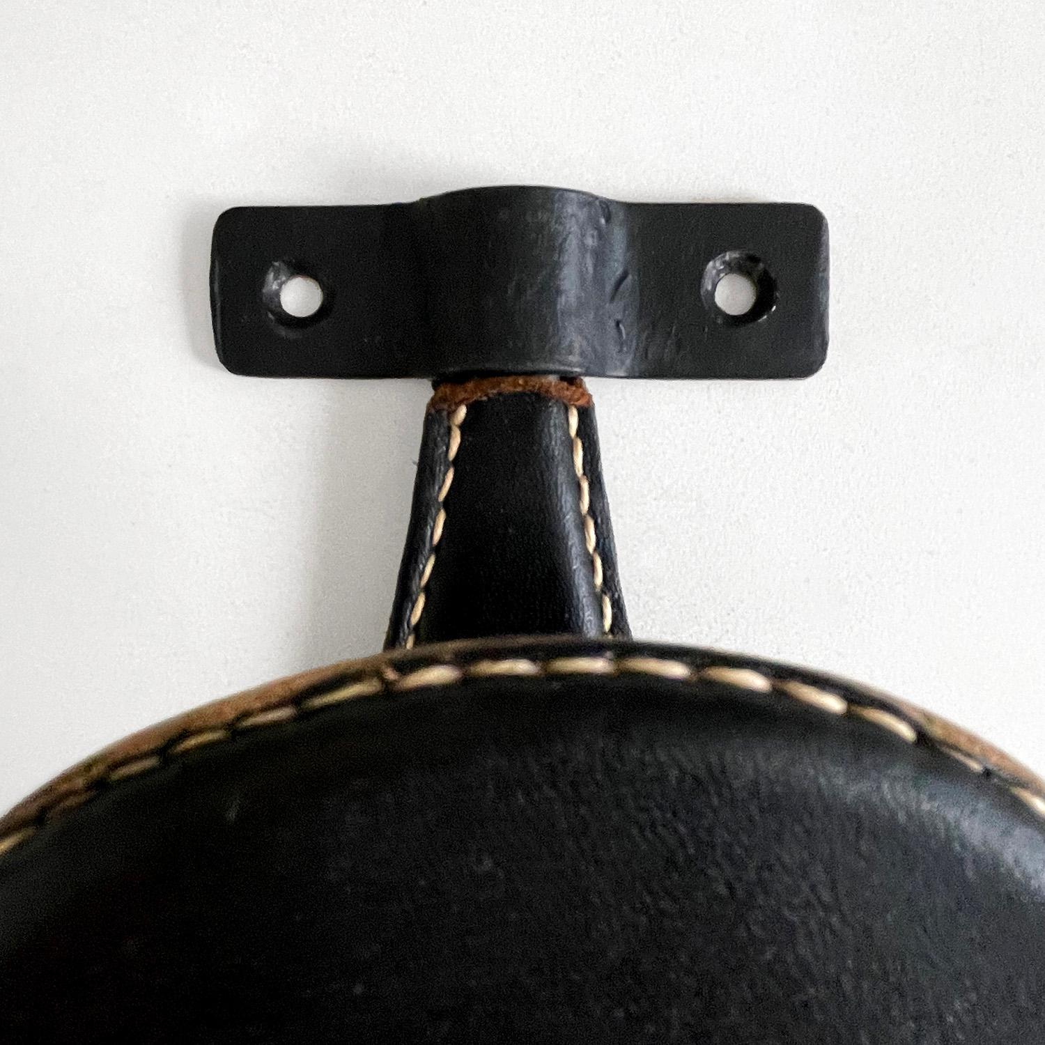 Jacques Adnet French Leather & Iron Hook In Good Condition For Sale In Los Angeles, CA