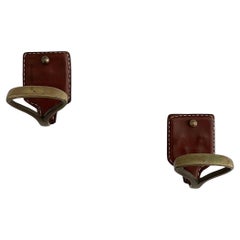 Jacques Adnet French Leather Wall Hooks - 2 available