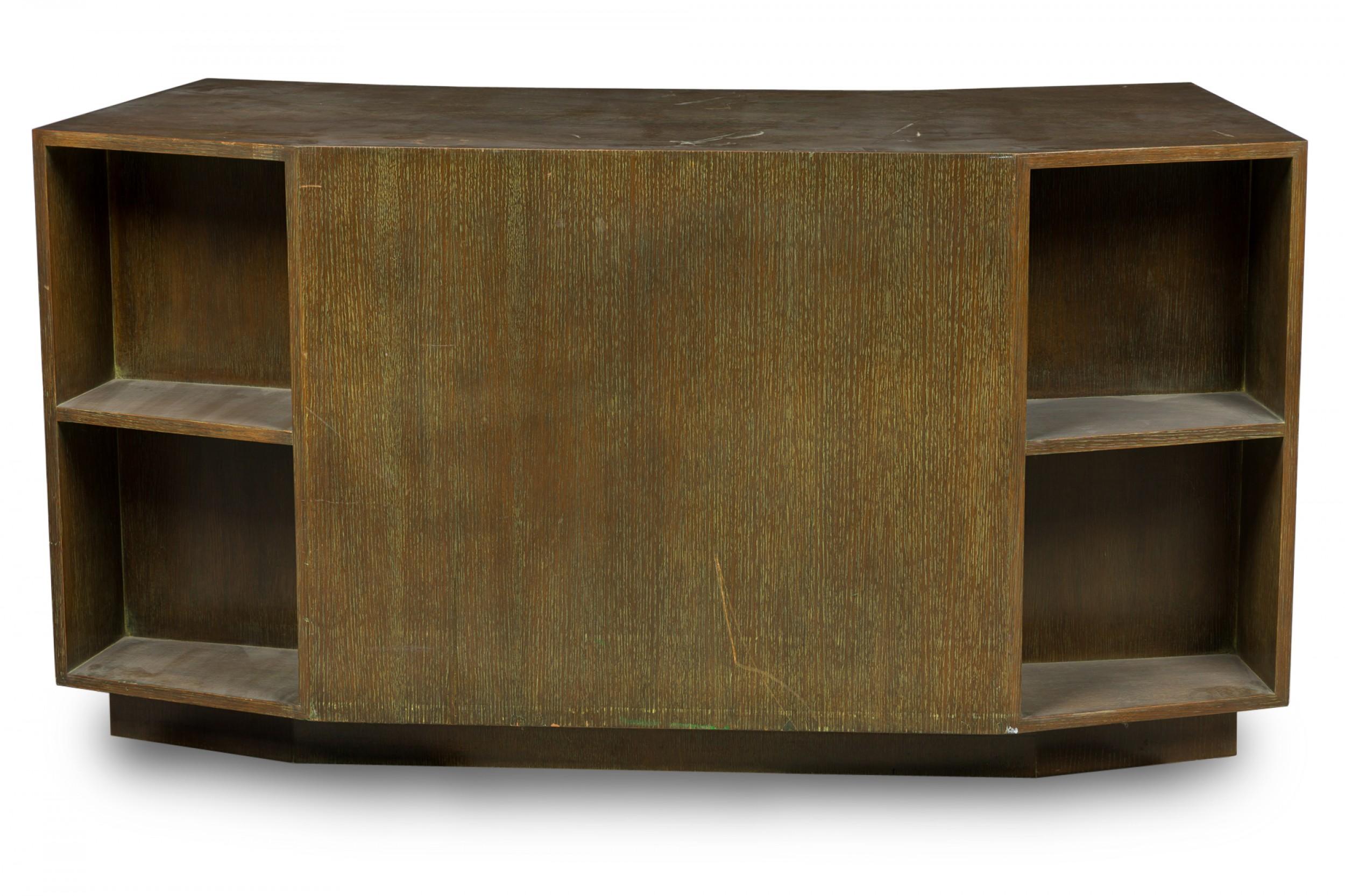 20th Century Jacques Adnet Attributed French Midcentury Cerused Oak Kneehole Desk For Sale
