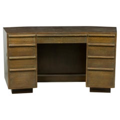 Used Jacques Adnet Attributed French Midcentury Cerused Oak Kneehole Desk