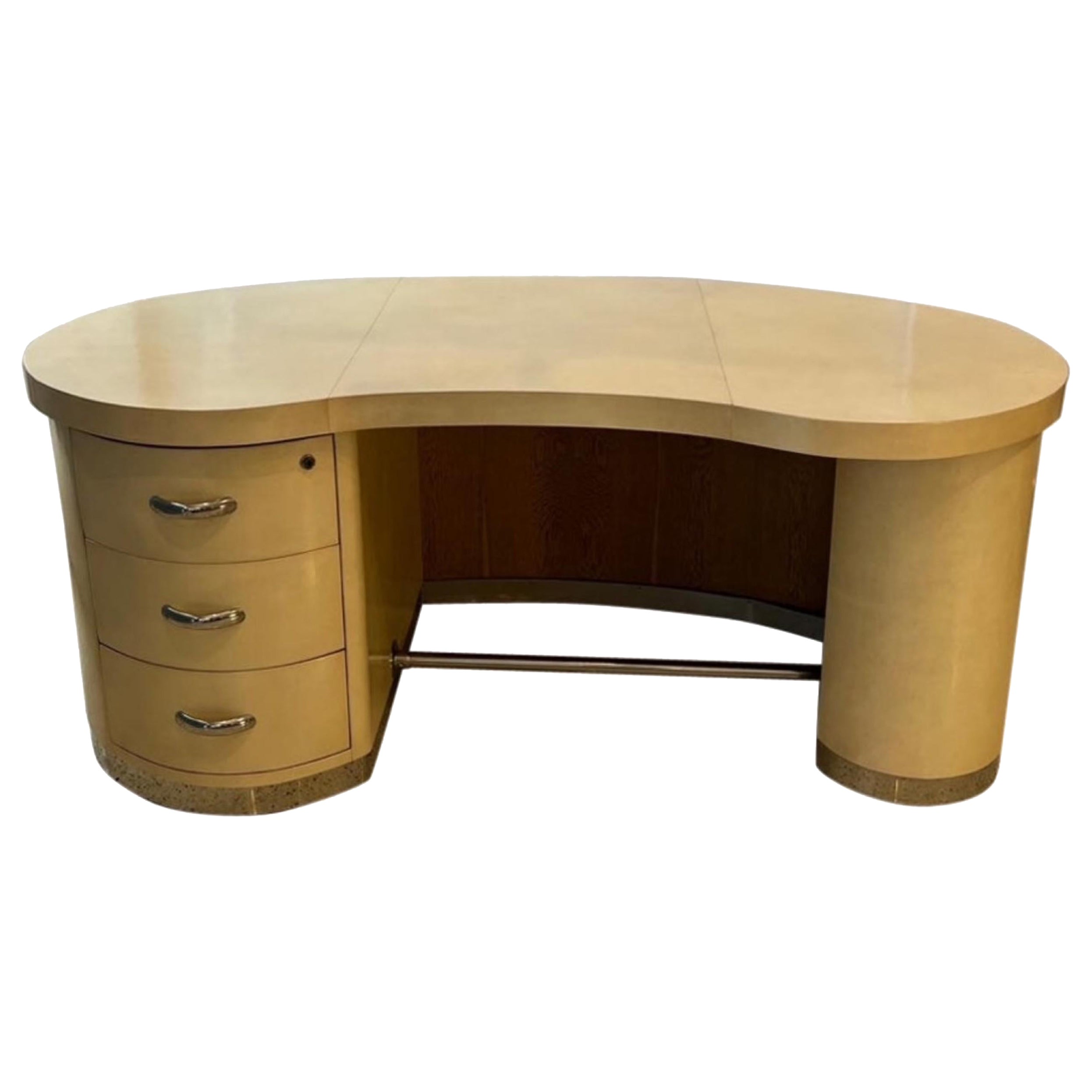 Jacques Adnet French Mid-Century kidney shaped desk For Sale