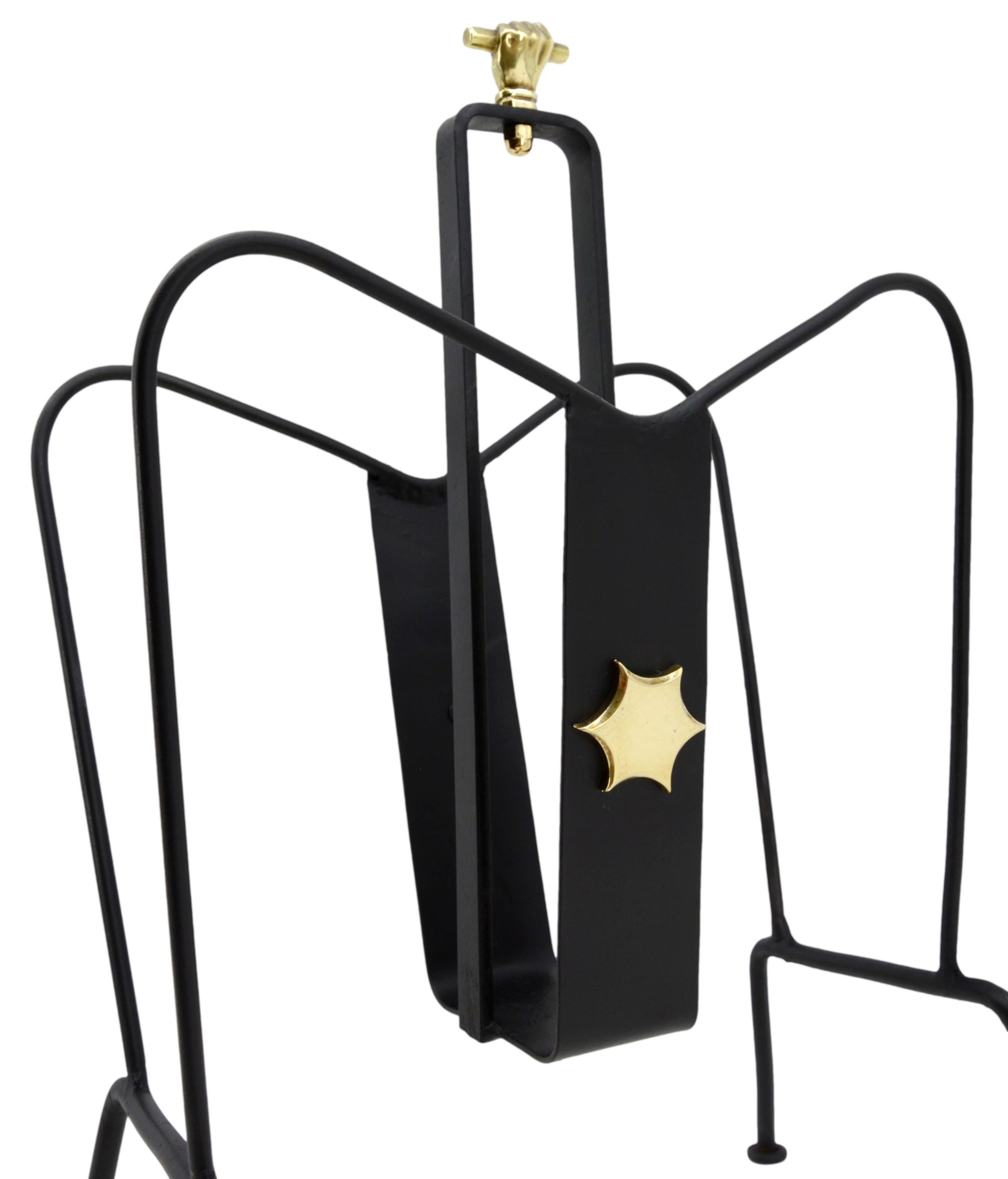 Mid-Century Modern Jacques Adnet French Mid-Century Magazine Rack, 1950s For Sale