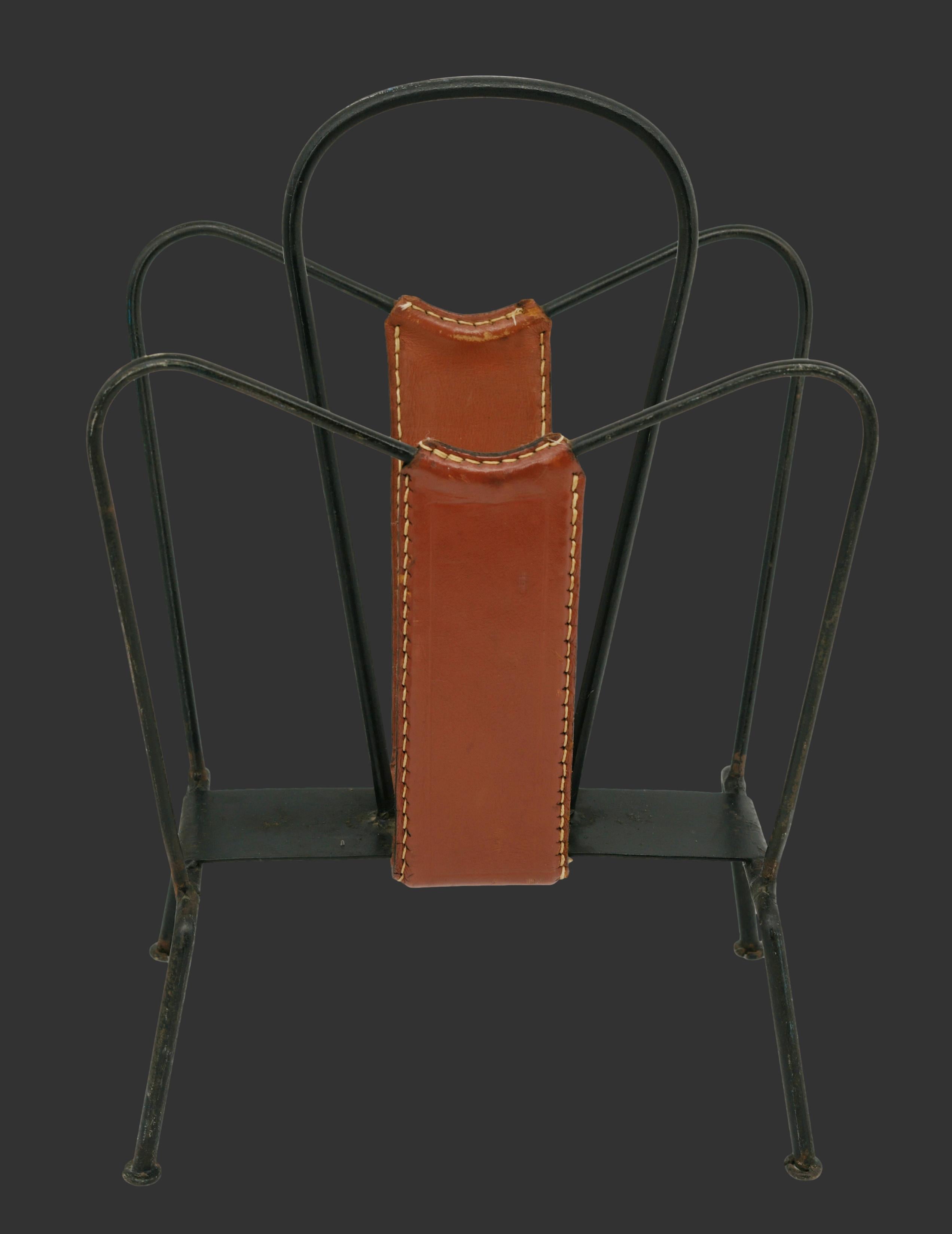 Mid-20th Century Jacques ADNET French Mid-century Magazine Rack, 1950s For Sale