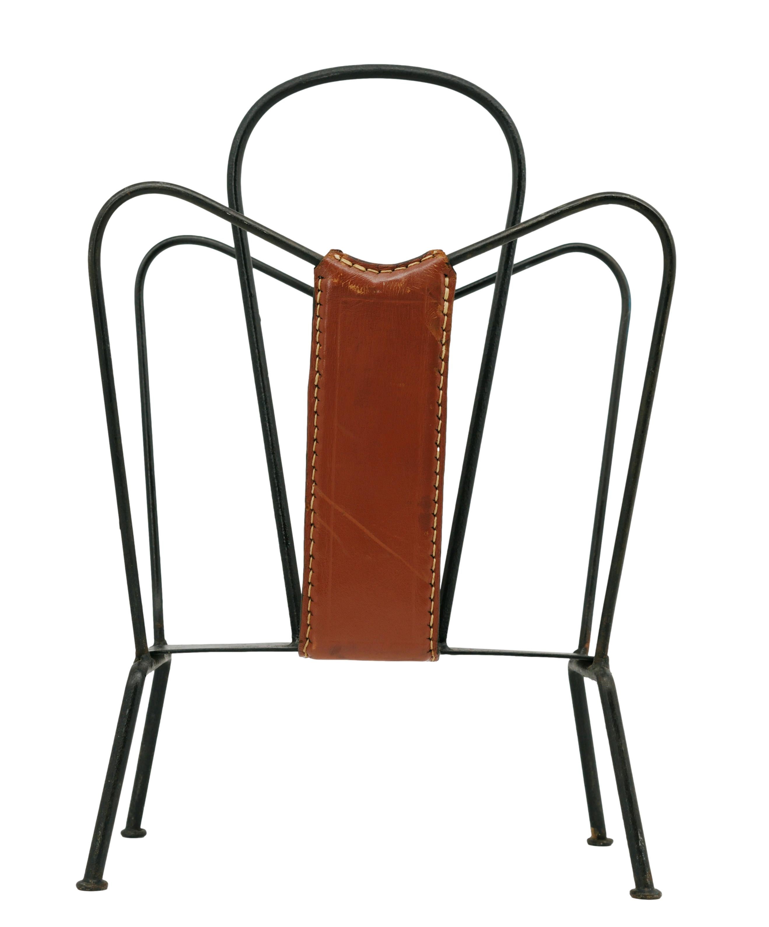 Jacques ADNET French Mid-century Magazine Rack, 1950s For Sale 3
