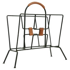 Vintage Jacques ADNET French Mid-century Magazine Rack, 1950s