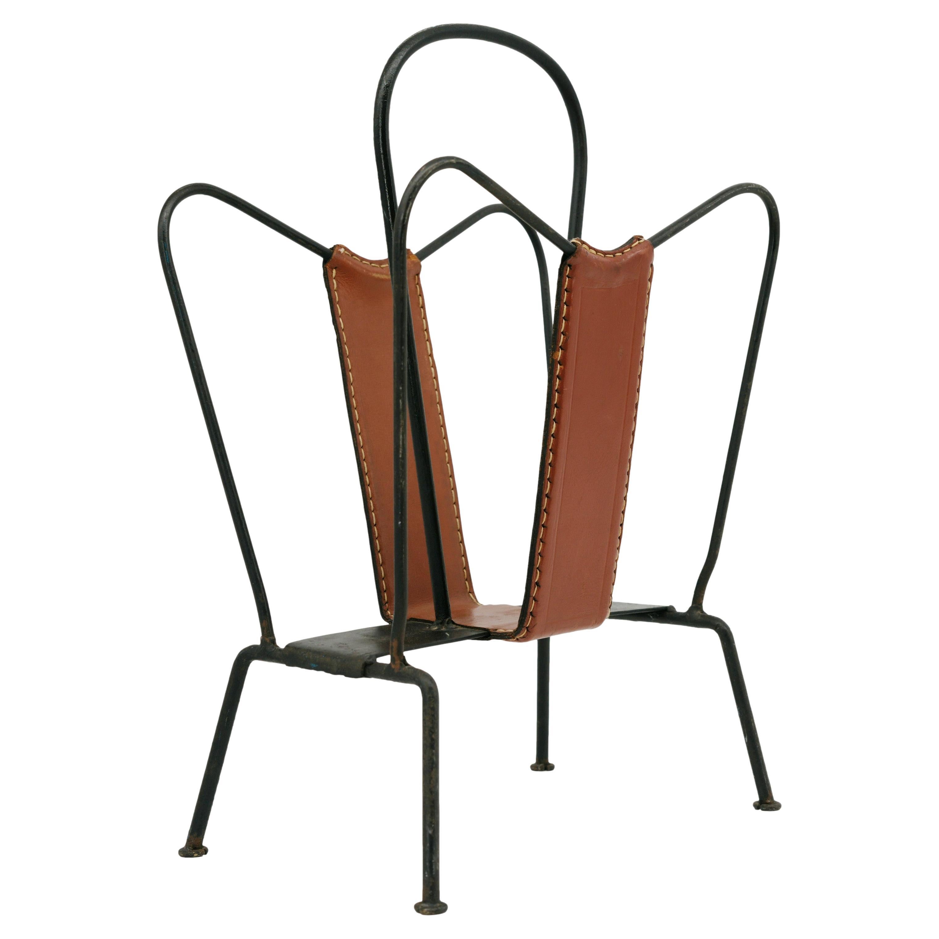 Jacques ADNET French Mid-century Magazine Rack, 1950s For Sale