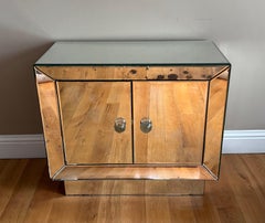 Jacques Adnet French Modernist small mirrored cabinet